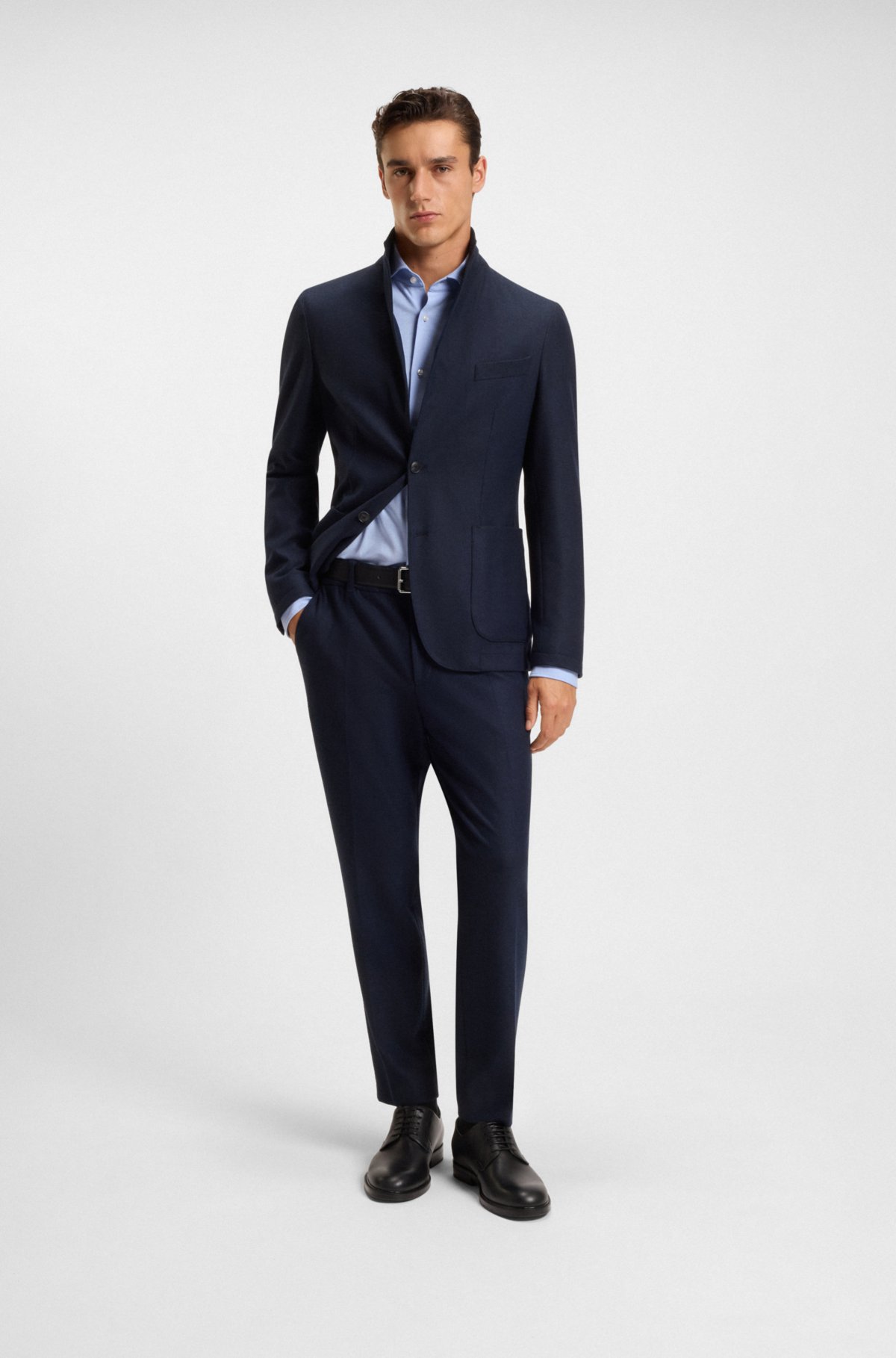Slim-fit shirt in cotton-piqué jersey
