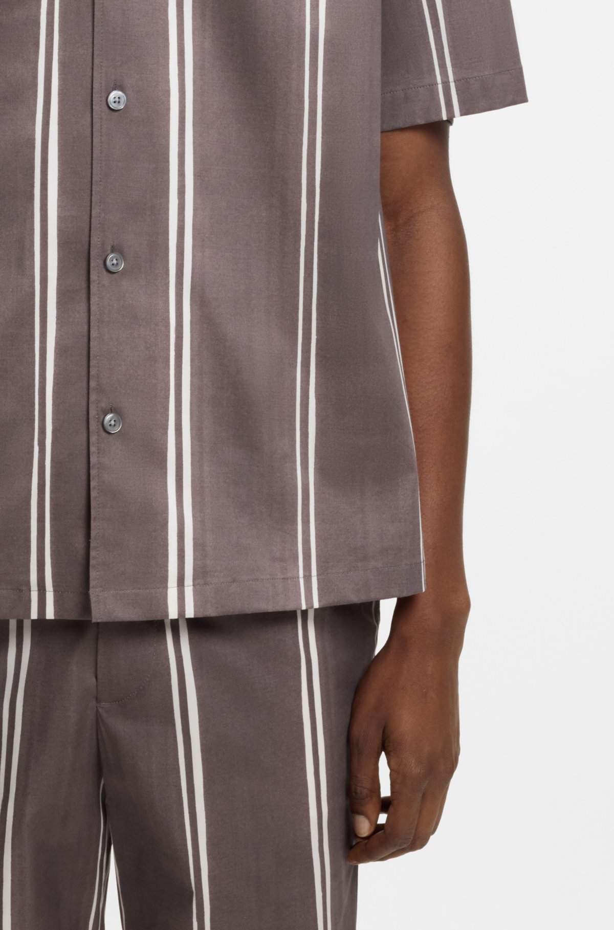 Striped relaxed-fit shirt in stretch cotton
