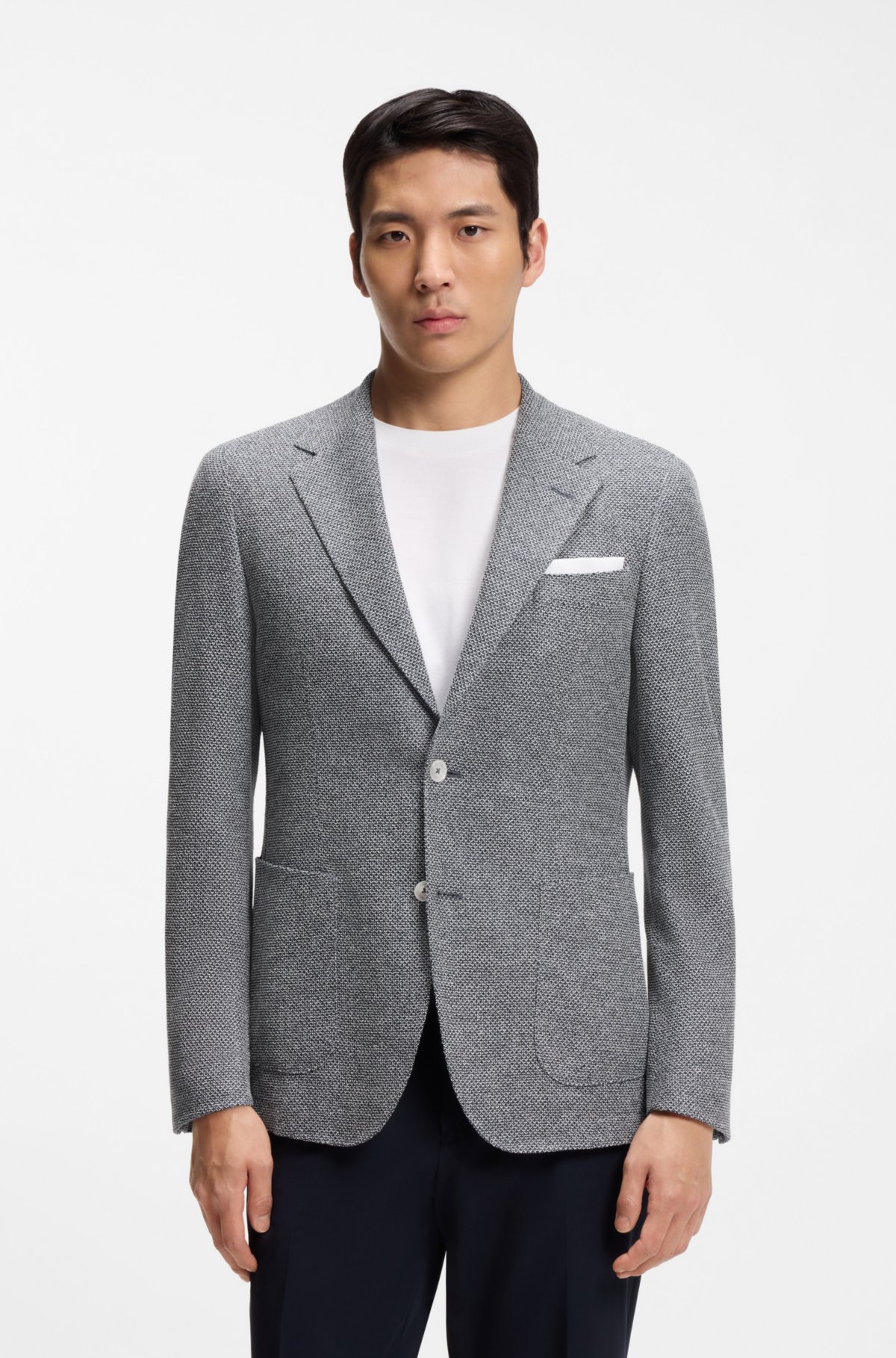 Patterned regular-fit jacket in a linen blend