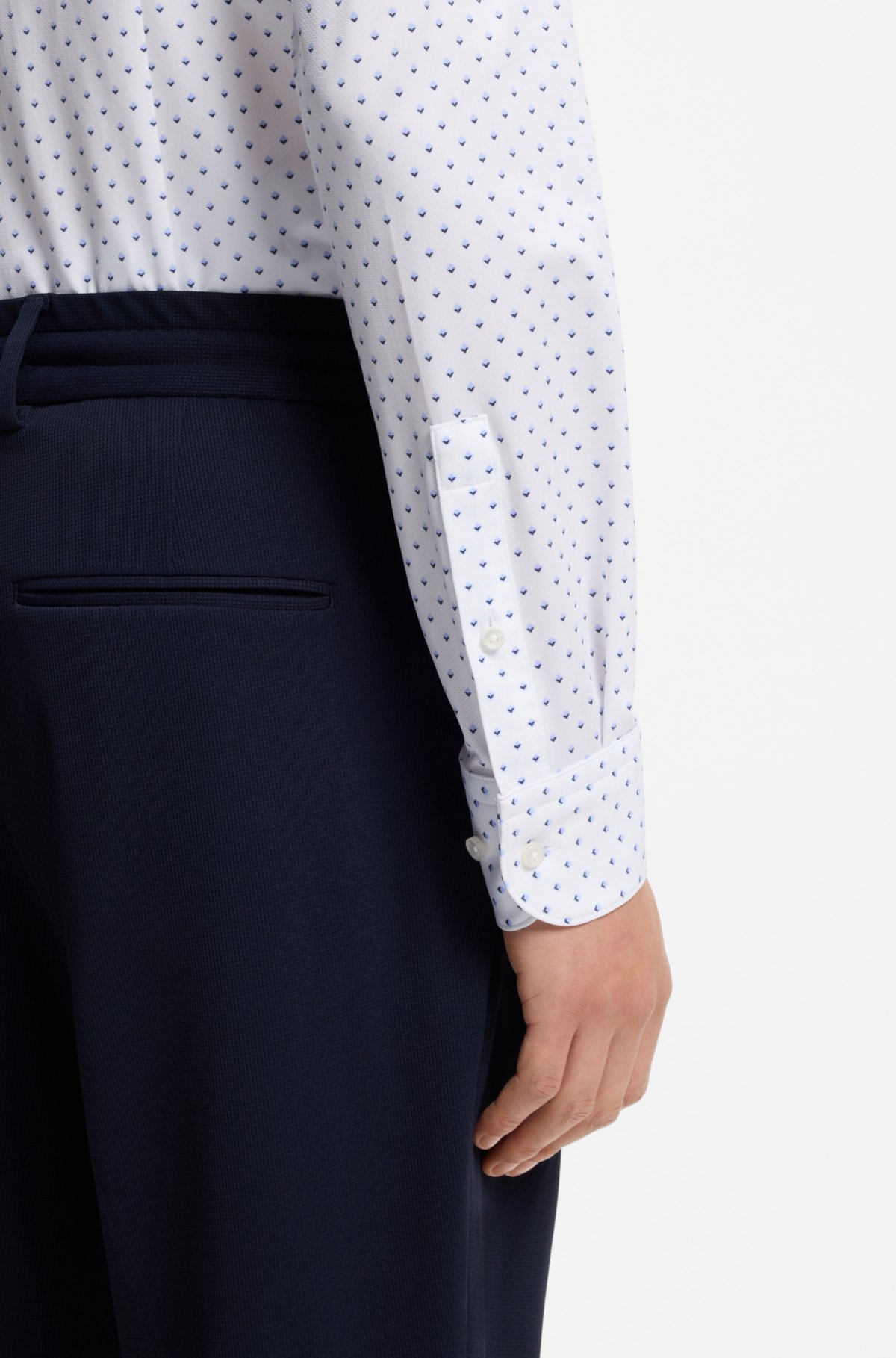 Slim-fit shirt in Italian-made performance-stretch jersey