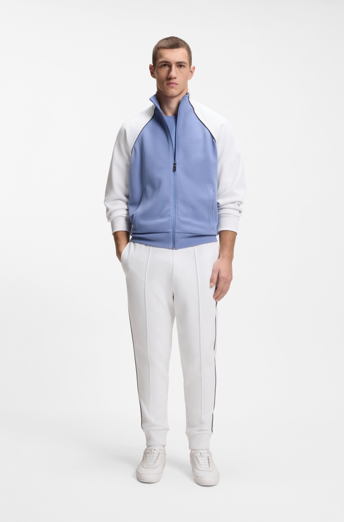Piping-detail tracksuit bottoms in a cotton blend