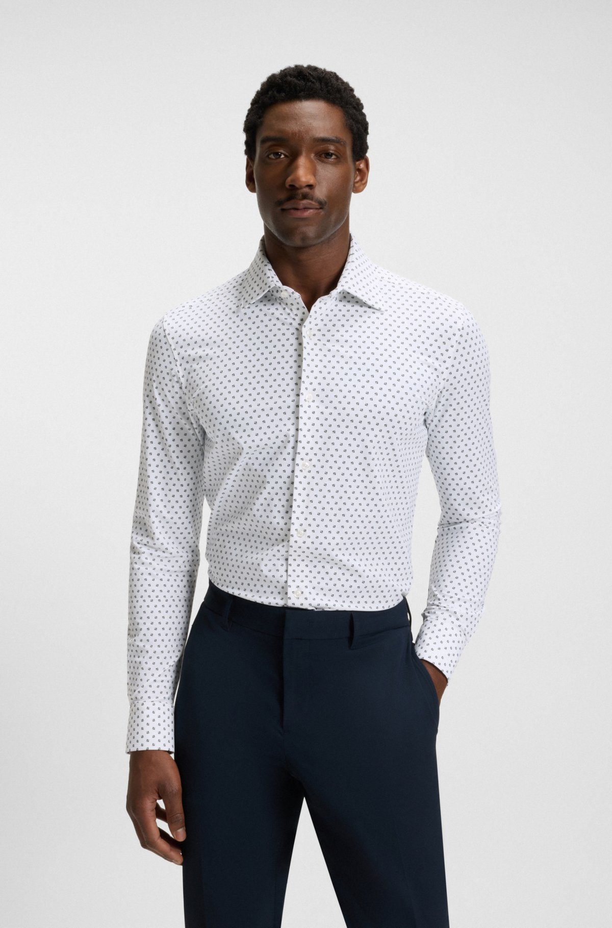 Slim-fit shirt in Italian-made performance-stretch fabric