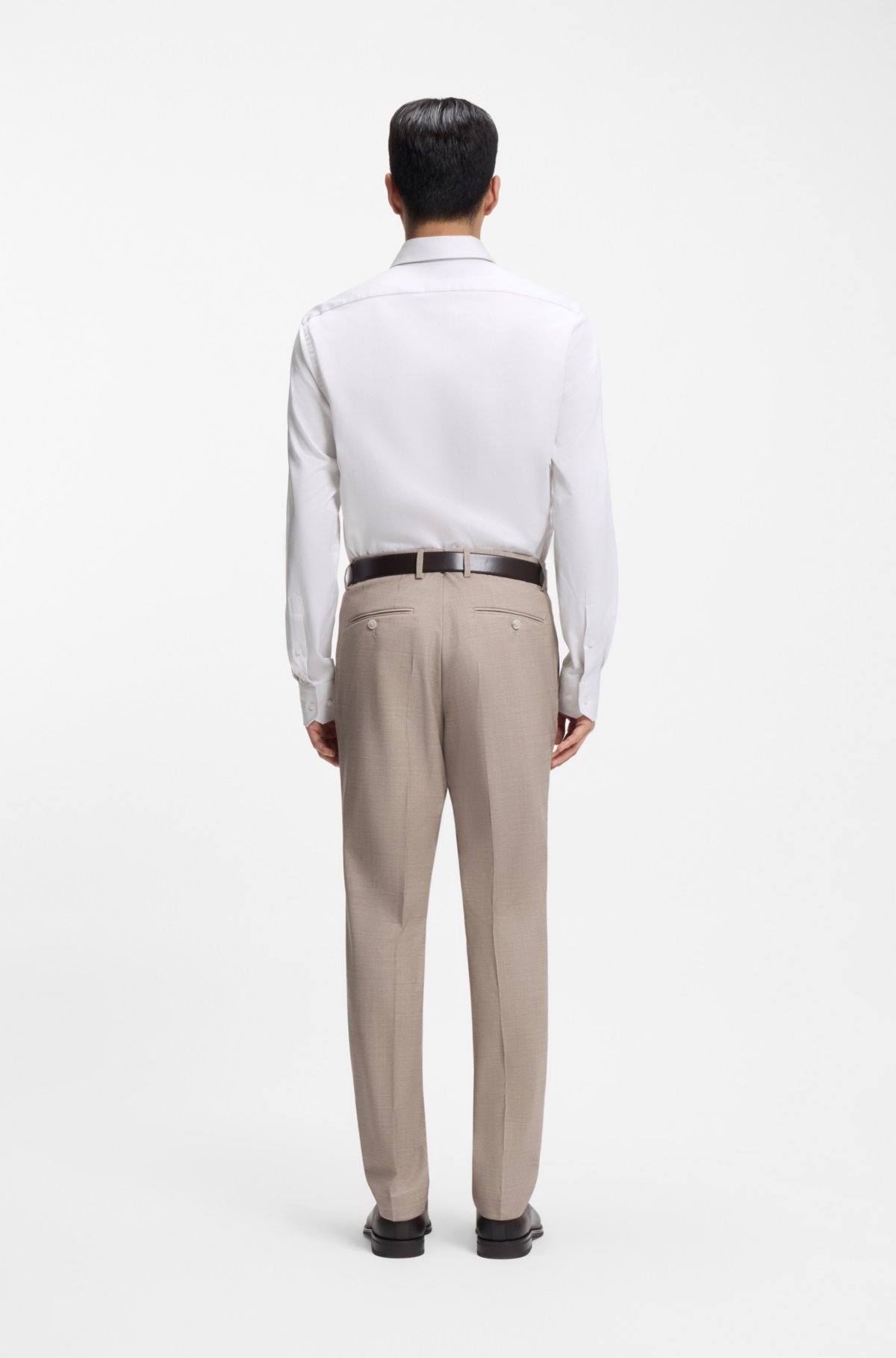Regular-fit shirt in structured Italian-made cotton