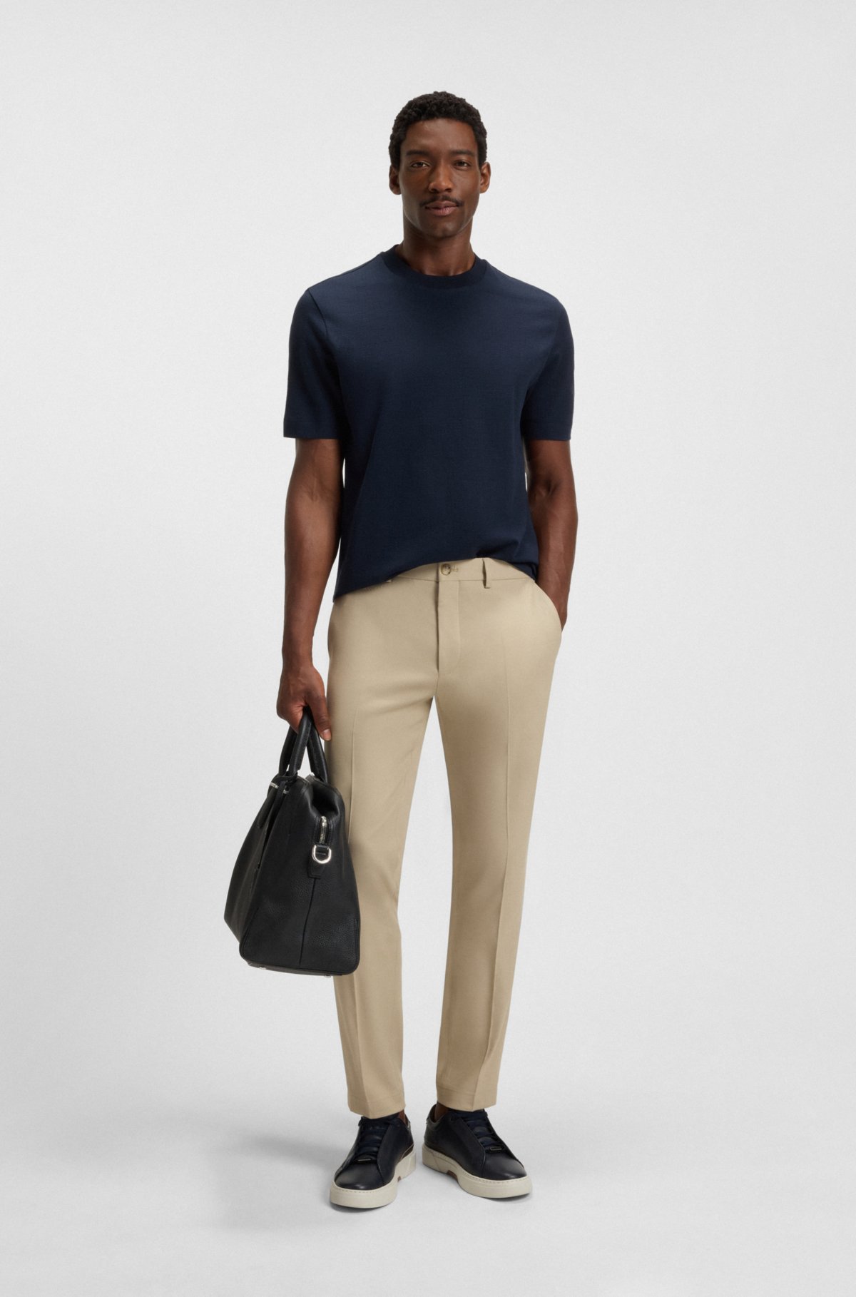 Cotton-silk T-shirt with Prince of Wales check