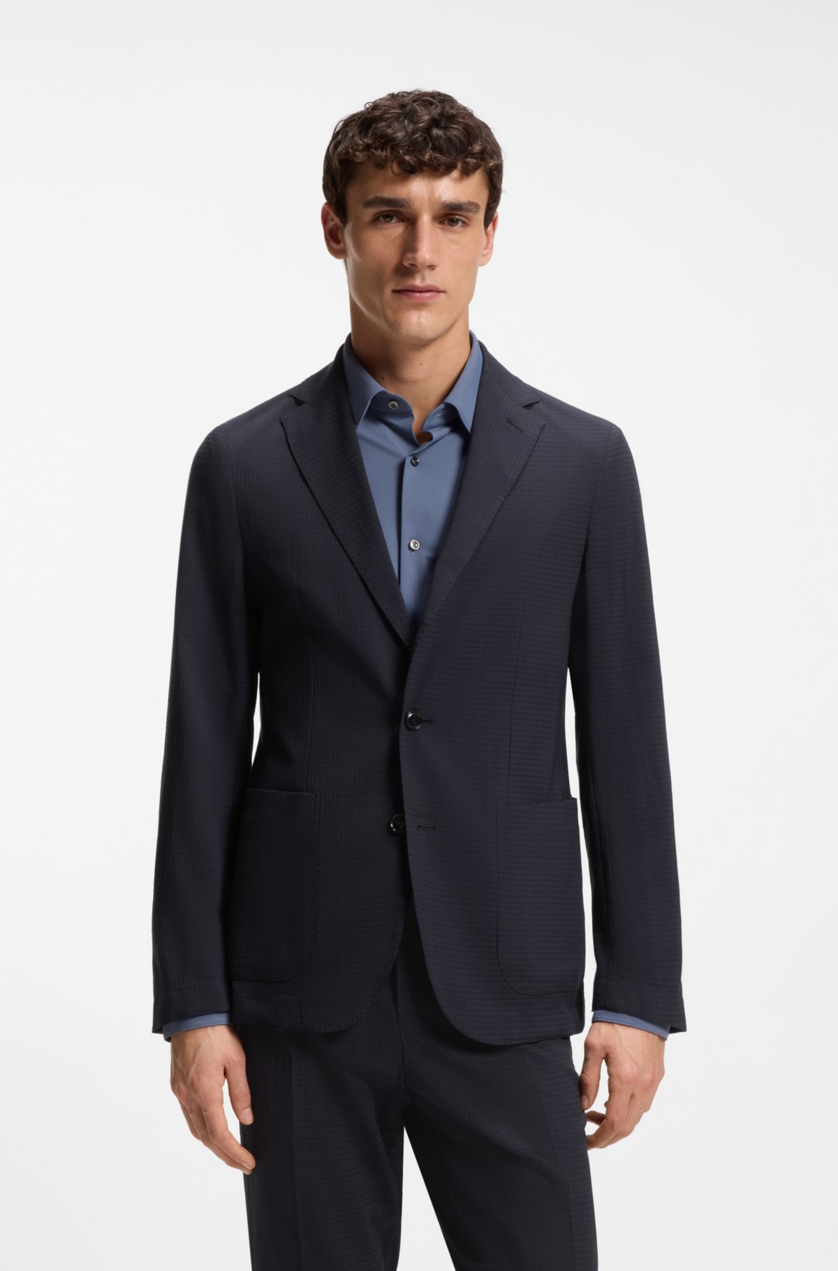 Patterned slim-fit jacket in a wool blend