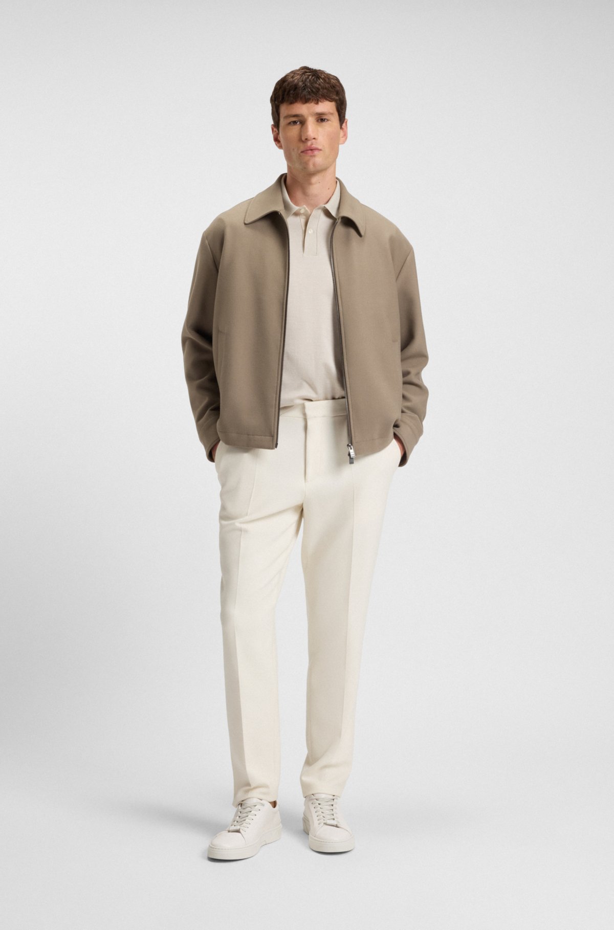 Micro-pattern polo shirt in mercerised cotton