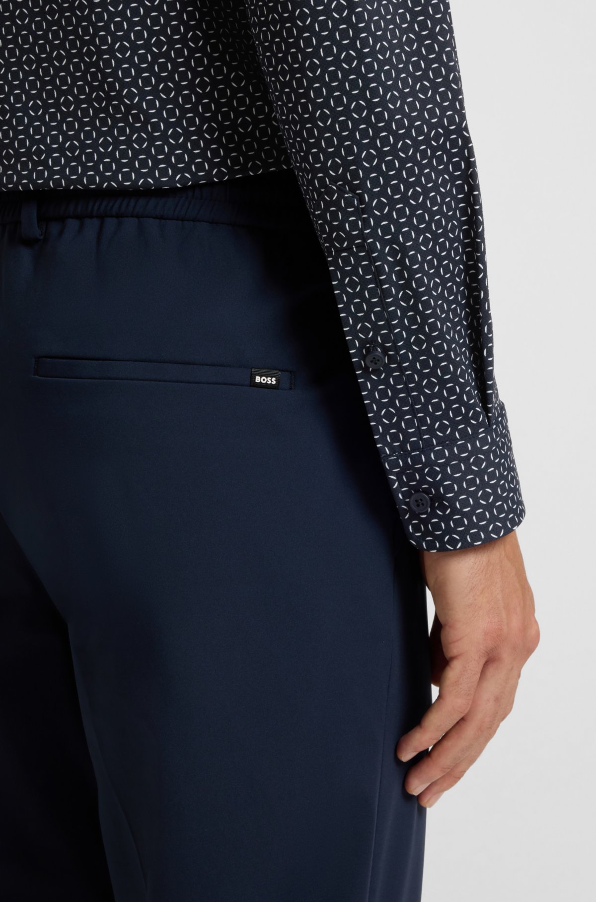 Printed slim-fit shirt in Italian performance-stretch jersey