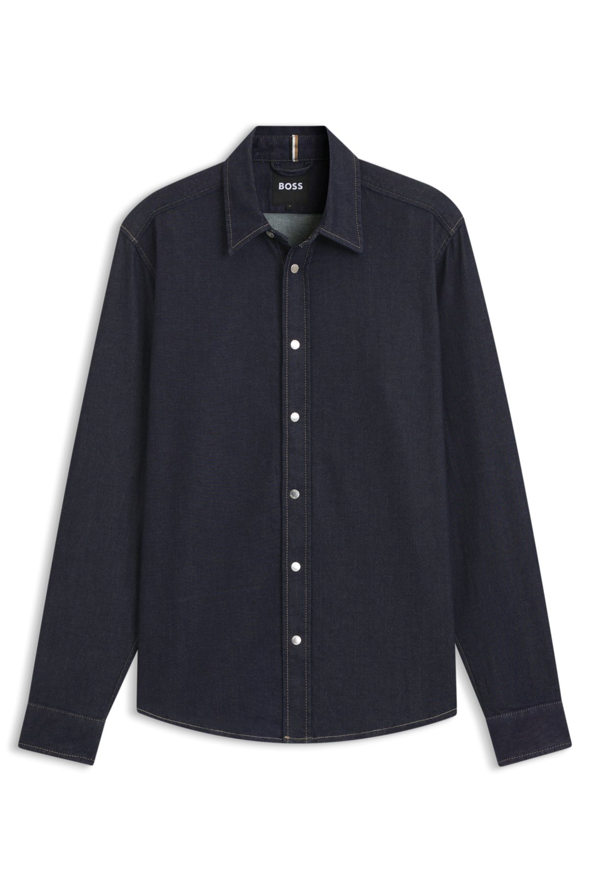 Indigo regular-fit shirt in stretch denim