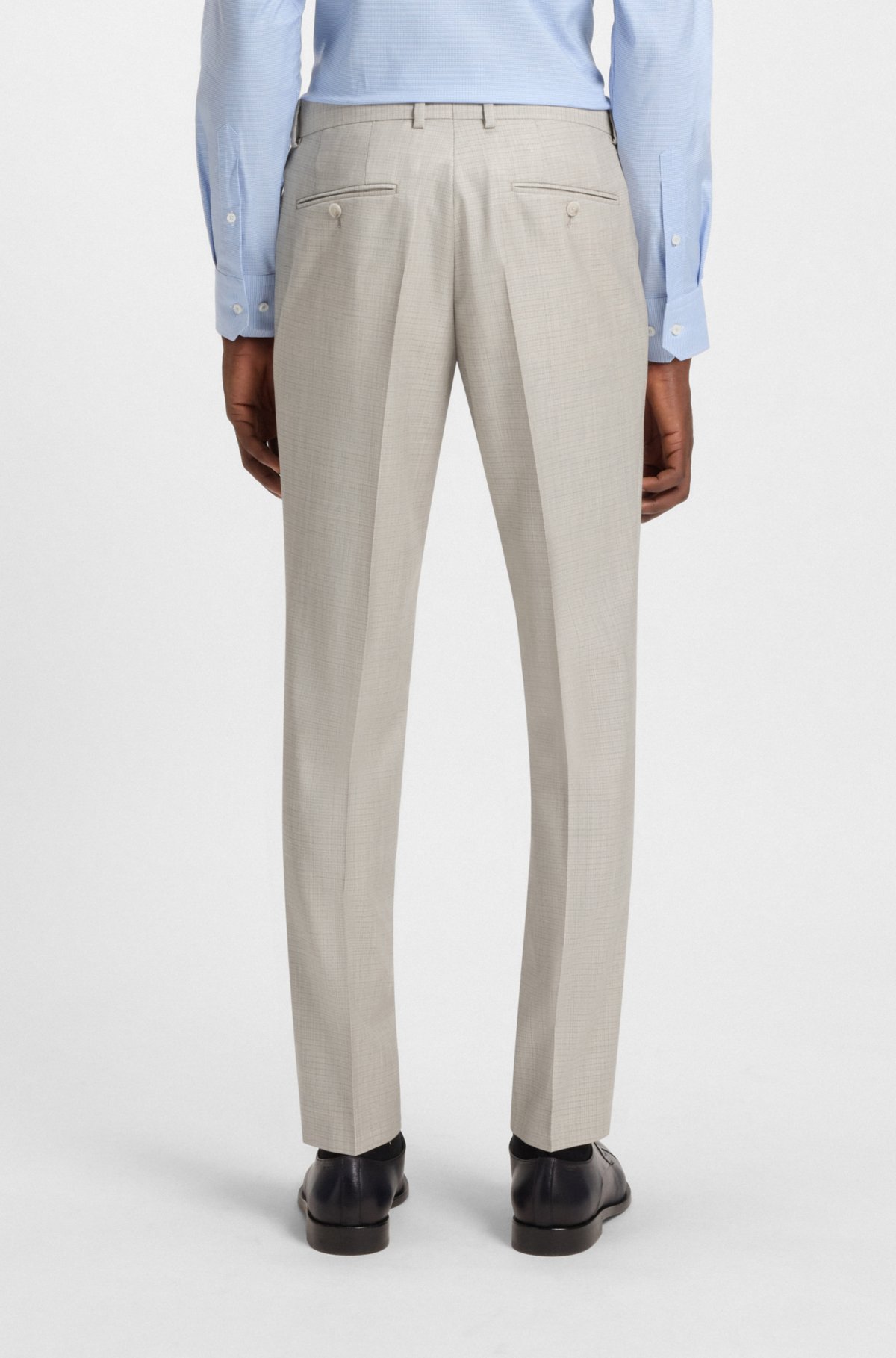 Micro-patterned slim-fit suit in virgin wool and silk