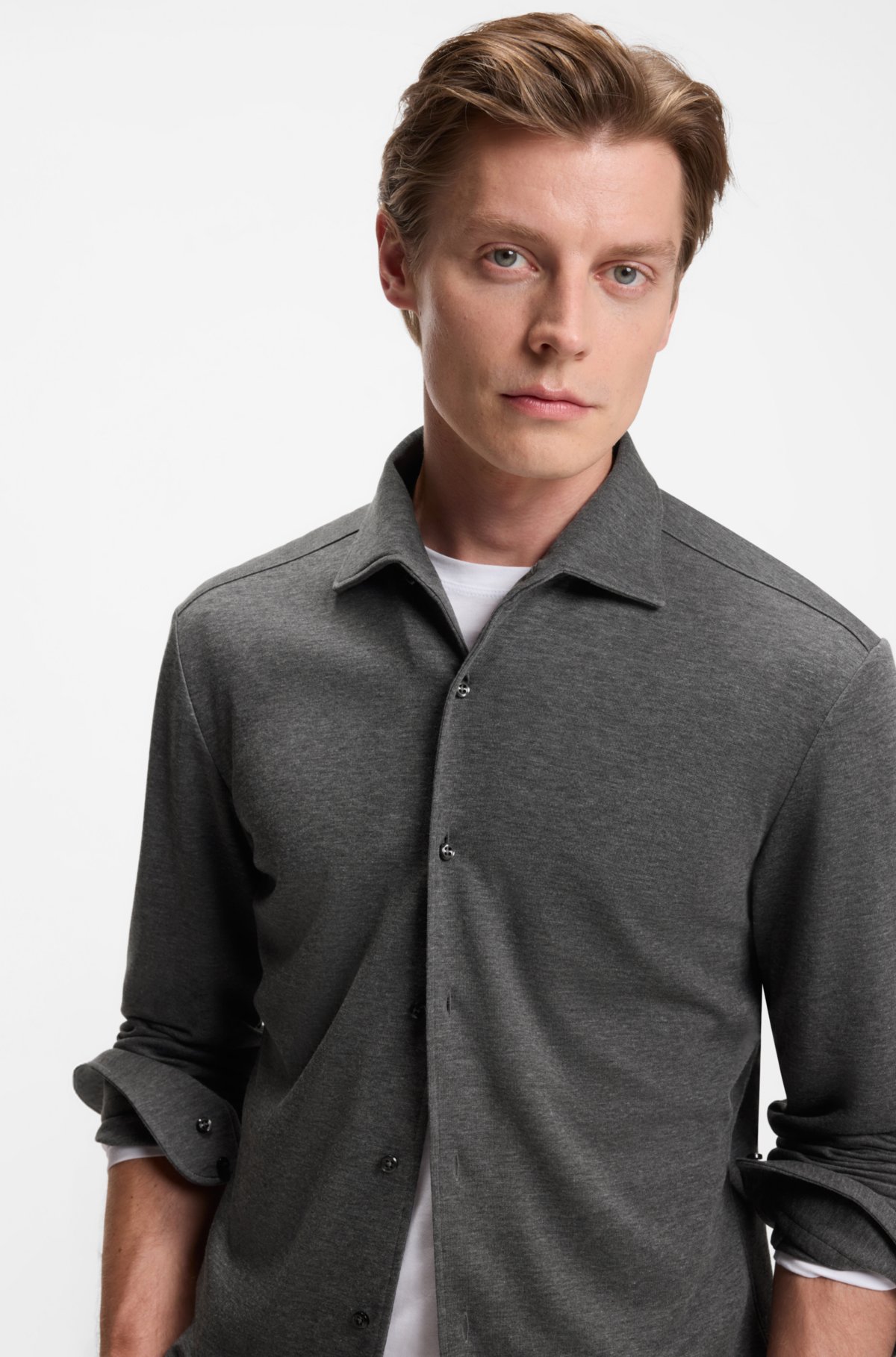 BECKHAM x BOSS slim-fit shirt in cotton jersey