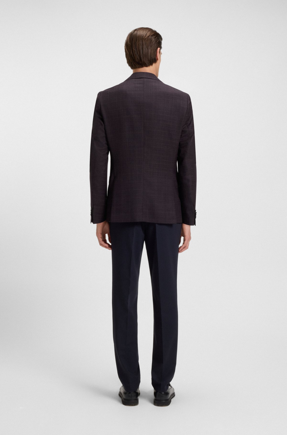 Patterned slim-fit jacket in virgin wool