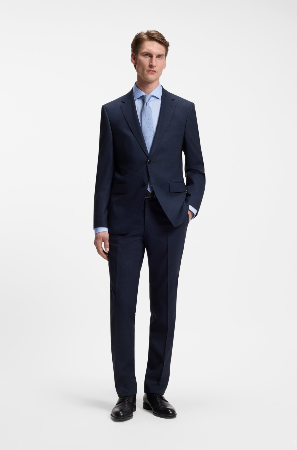 Regular-fit shirt in striped cotton twill