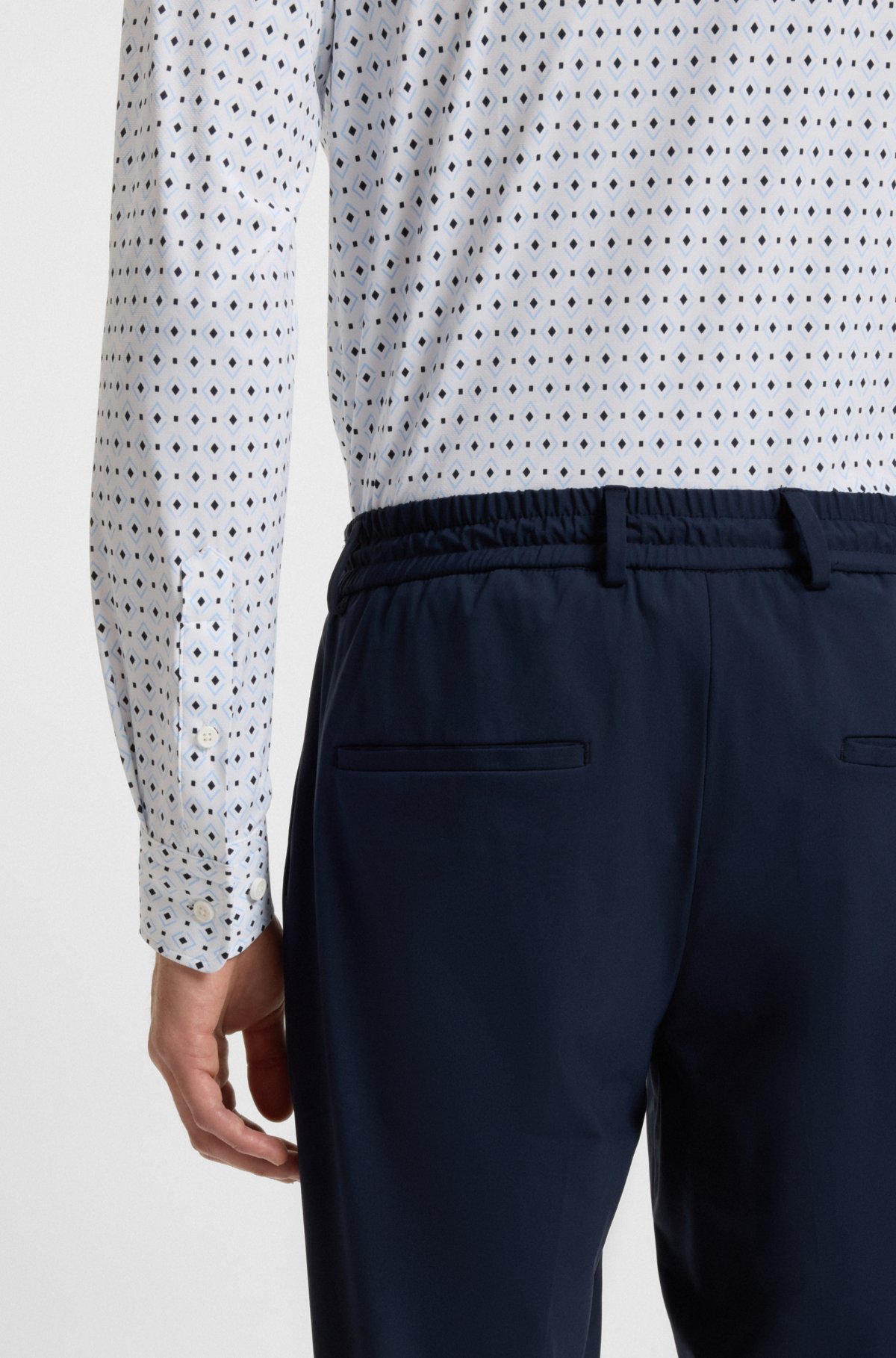 Printed slim-fit shirt in Italian performance-stretch jersey