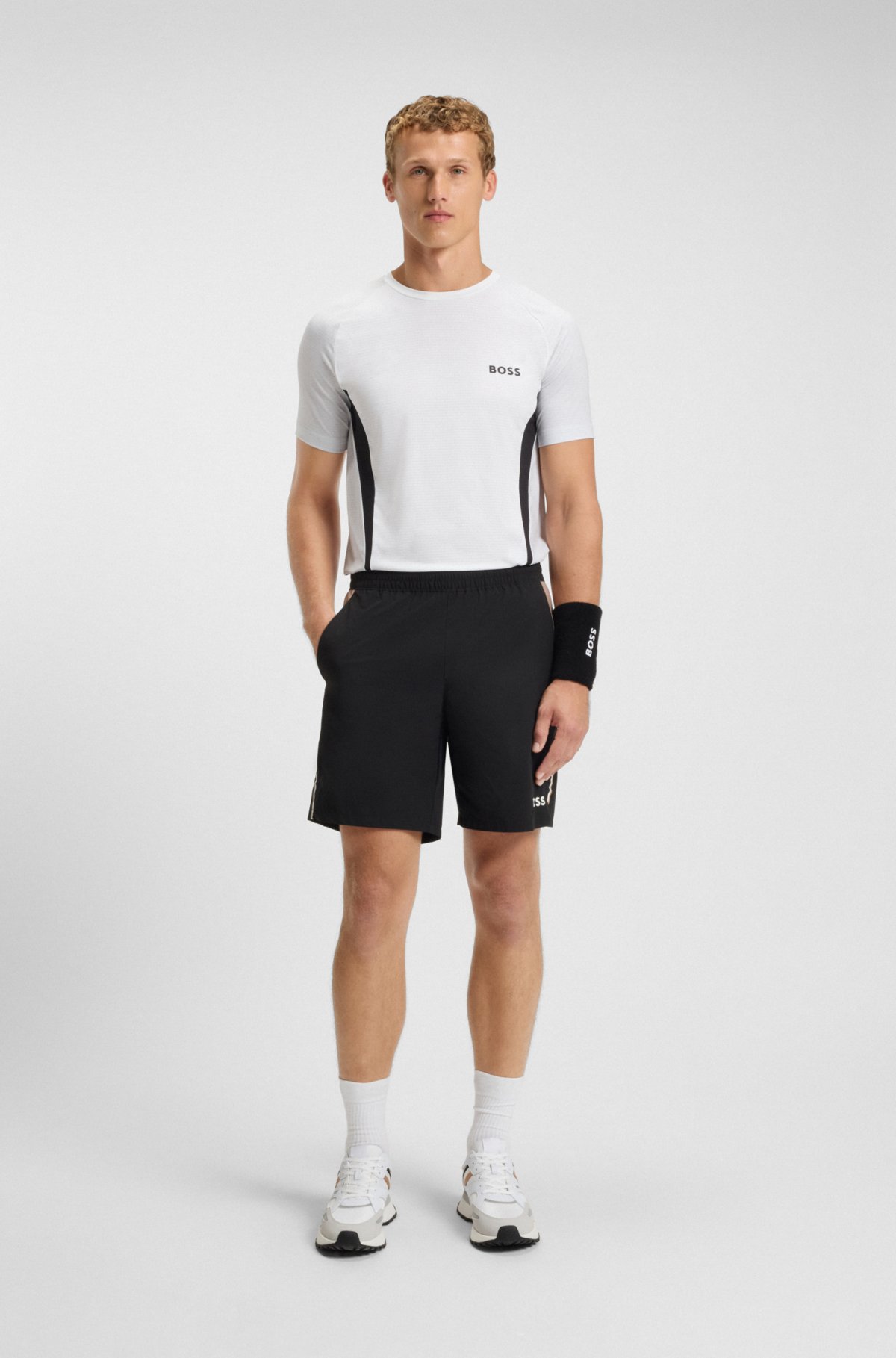 Mesh-jersey slim-fit T-shirt with colour-blocking Mesh-jersey slim-fit T-shirt with colour-blocking