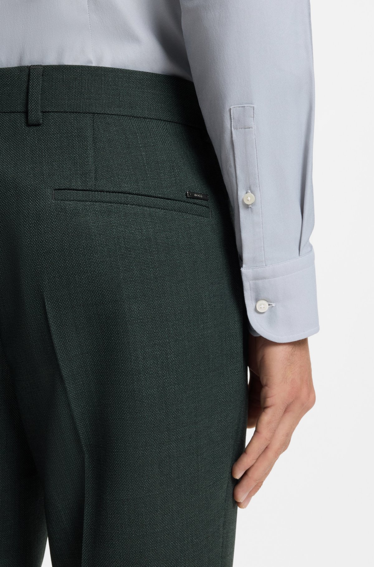 Patterned slim-fit trousers in stretch wool