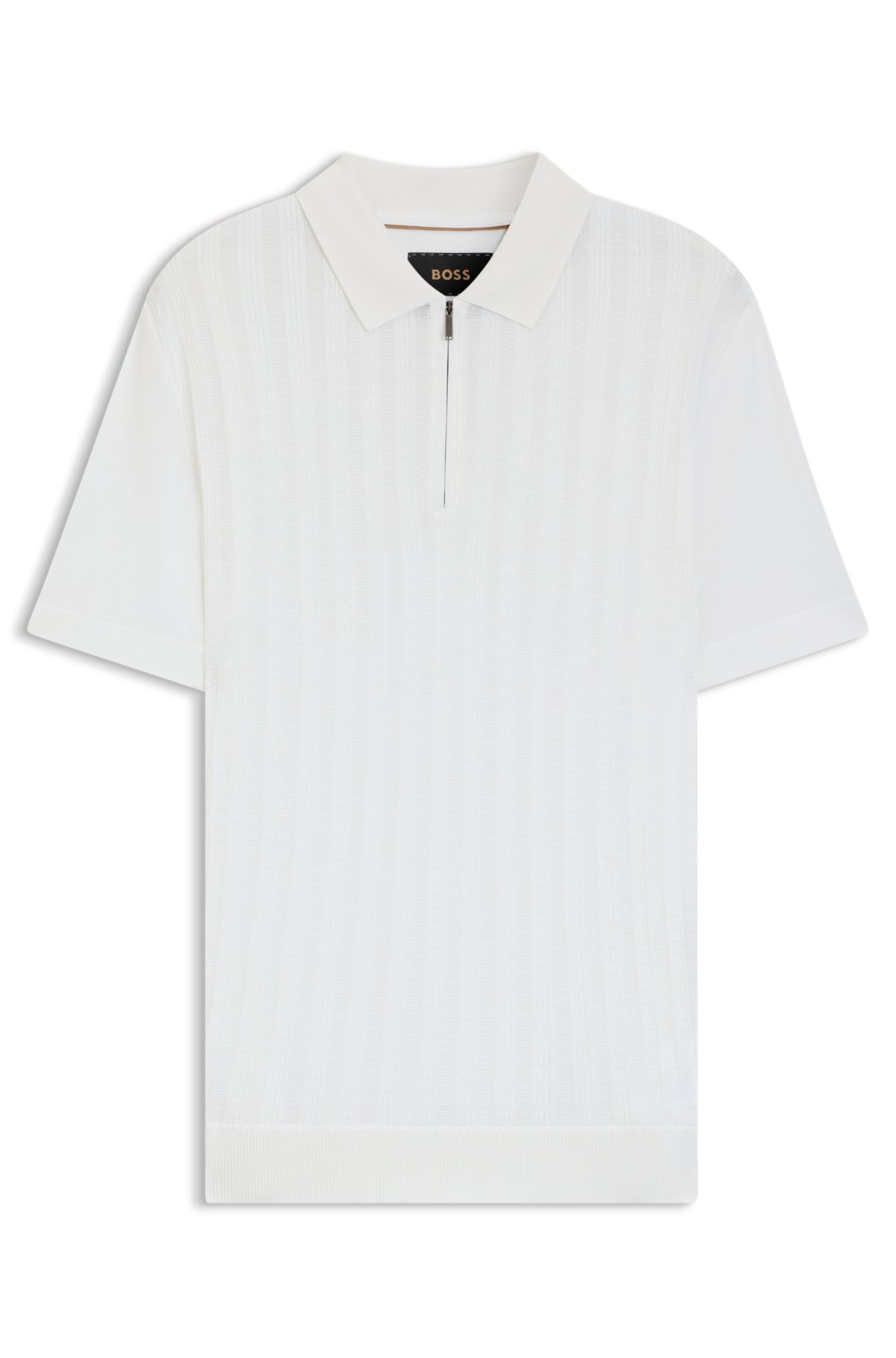 Cotton-silk polo shirt with zip neck