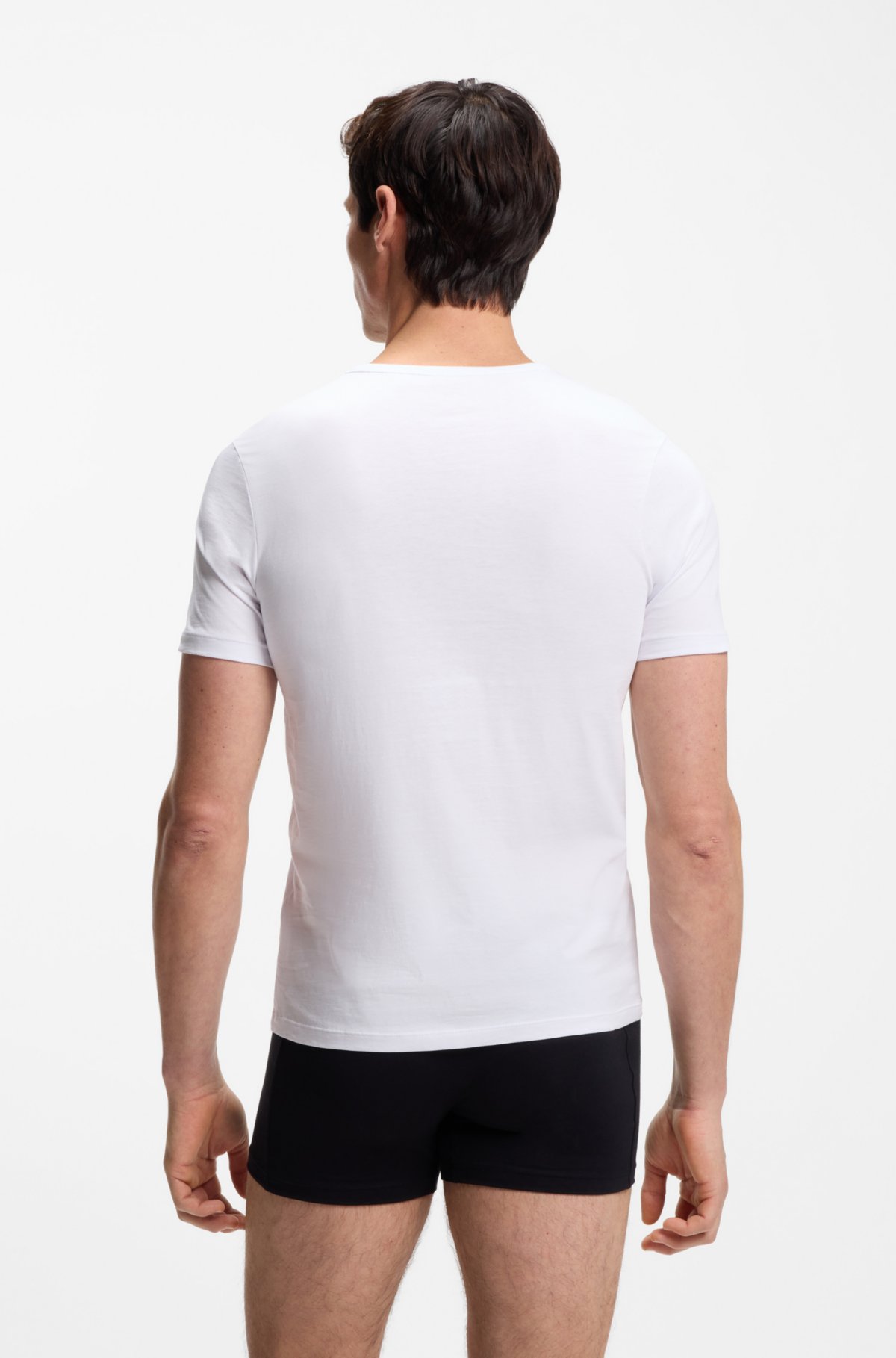 Three-pack of cotton underwear T-shirts with logos