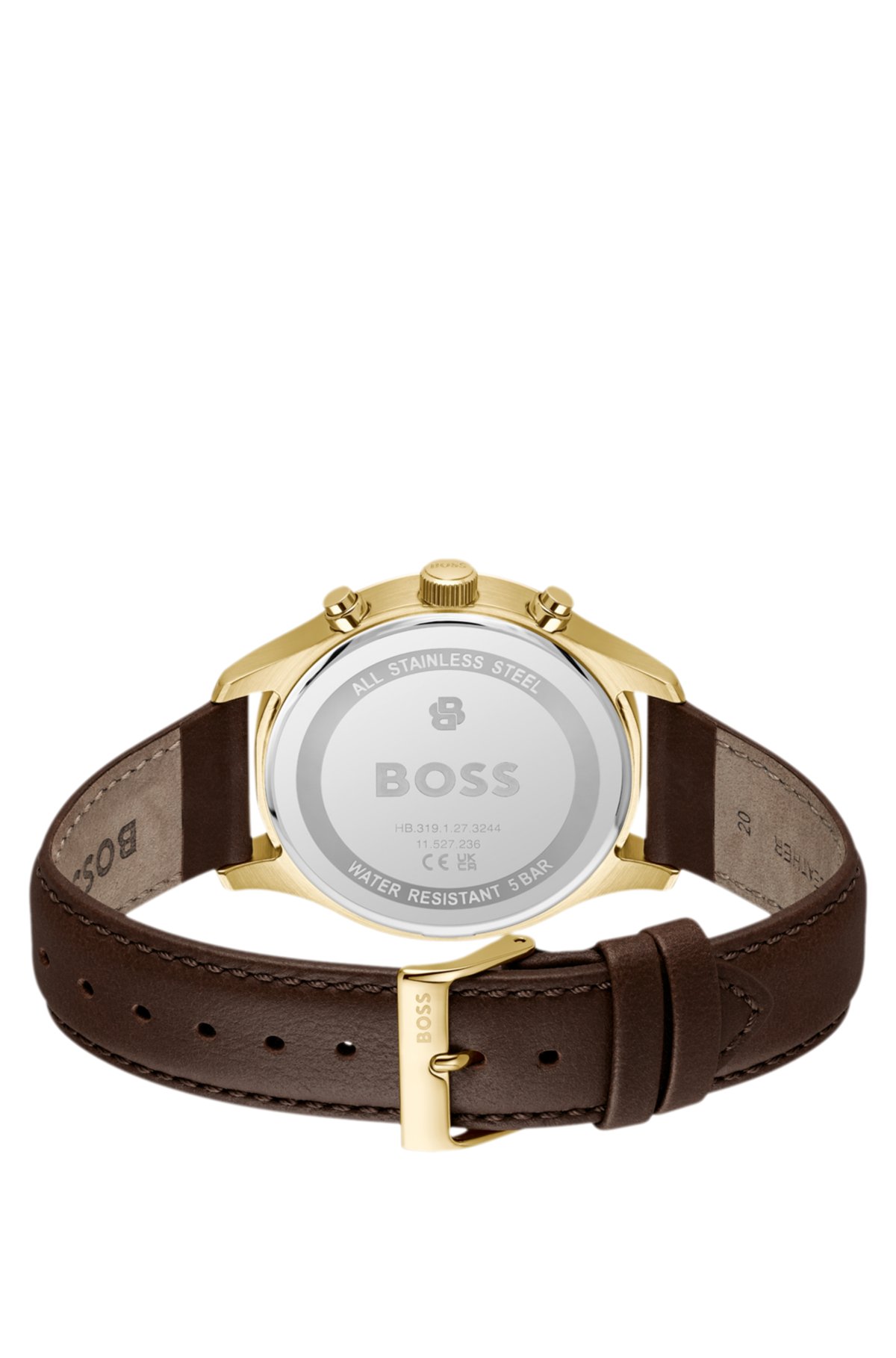 Stratus chronograph watch with brown leather strap