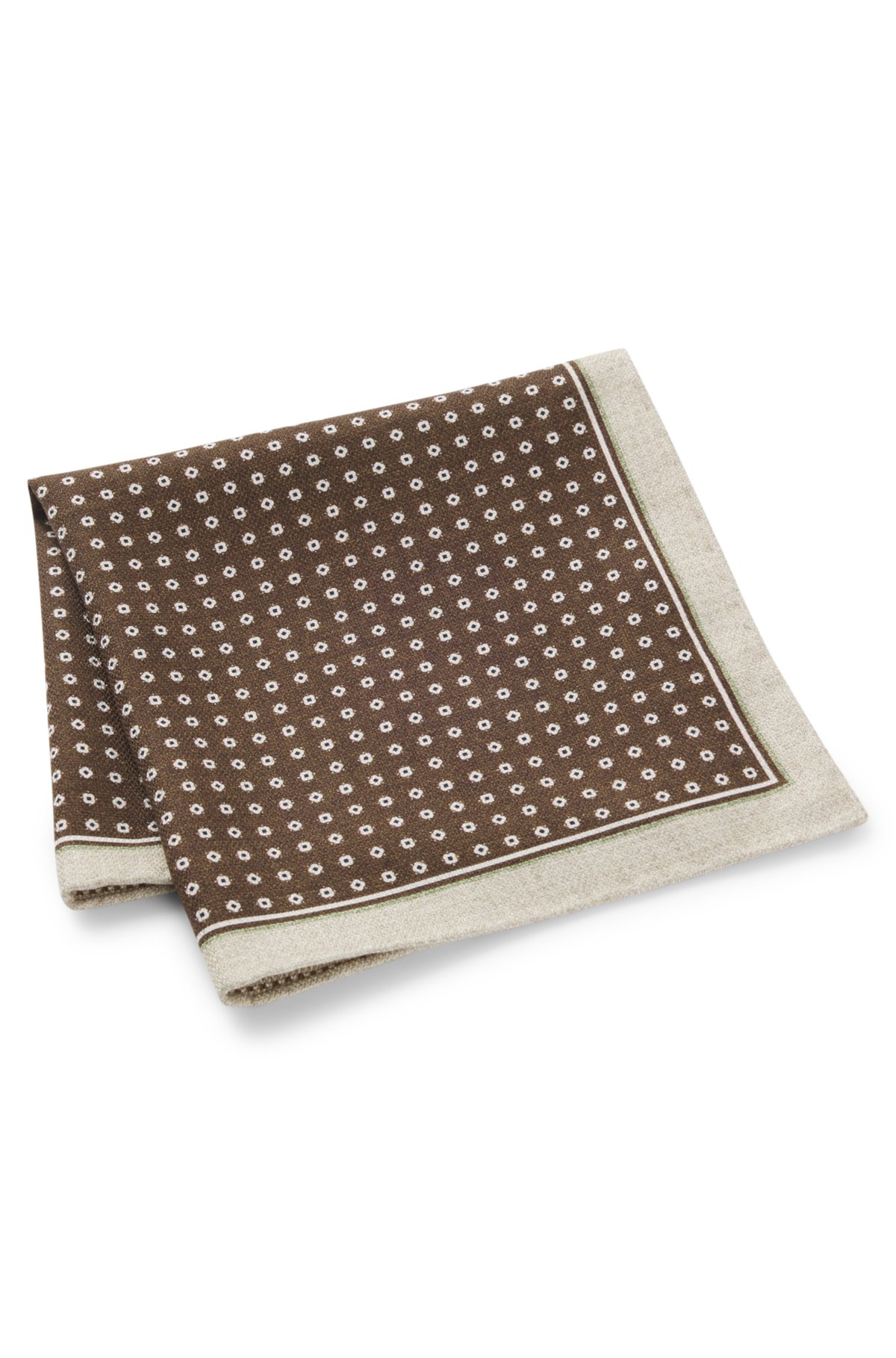 Double-print pocket square in Italian silk
