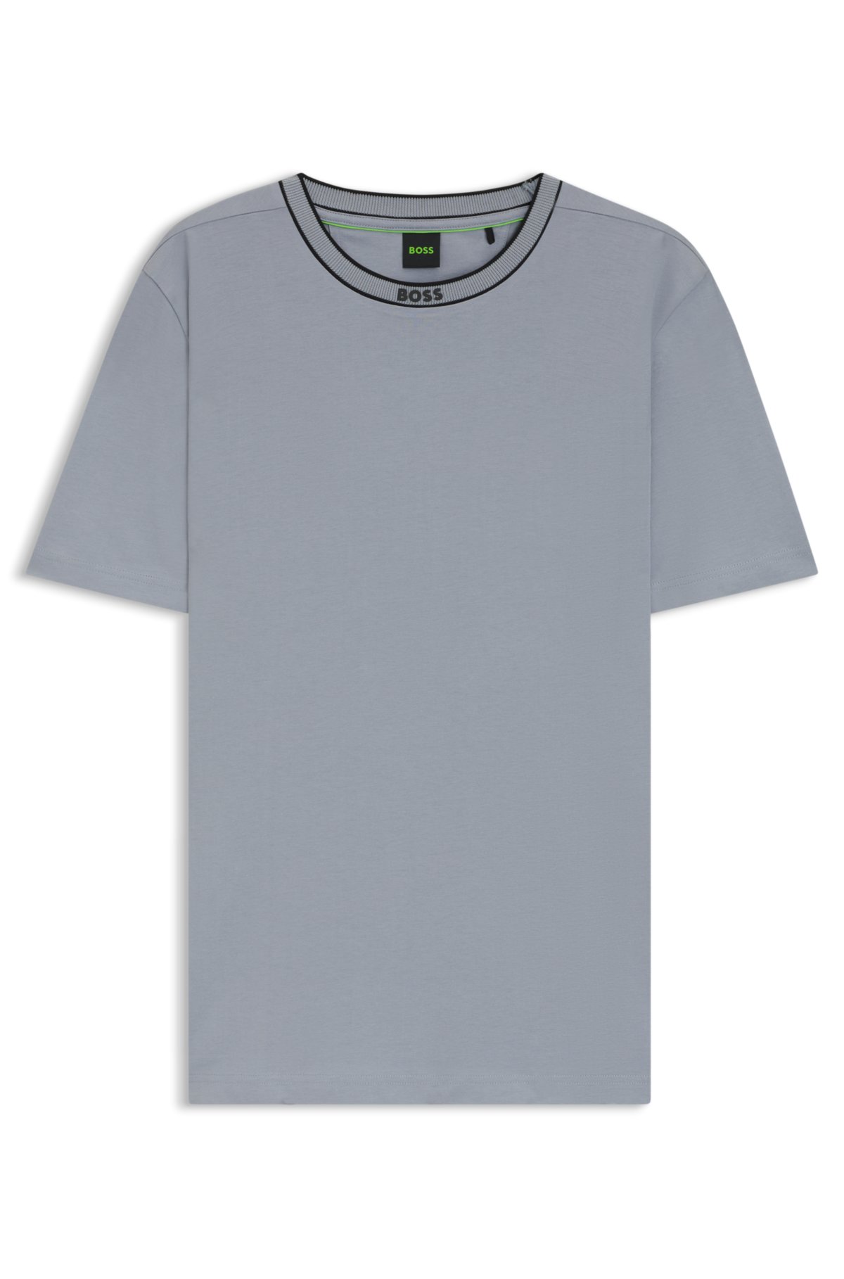 Striped-collar T-shirt in cotton jersey