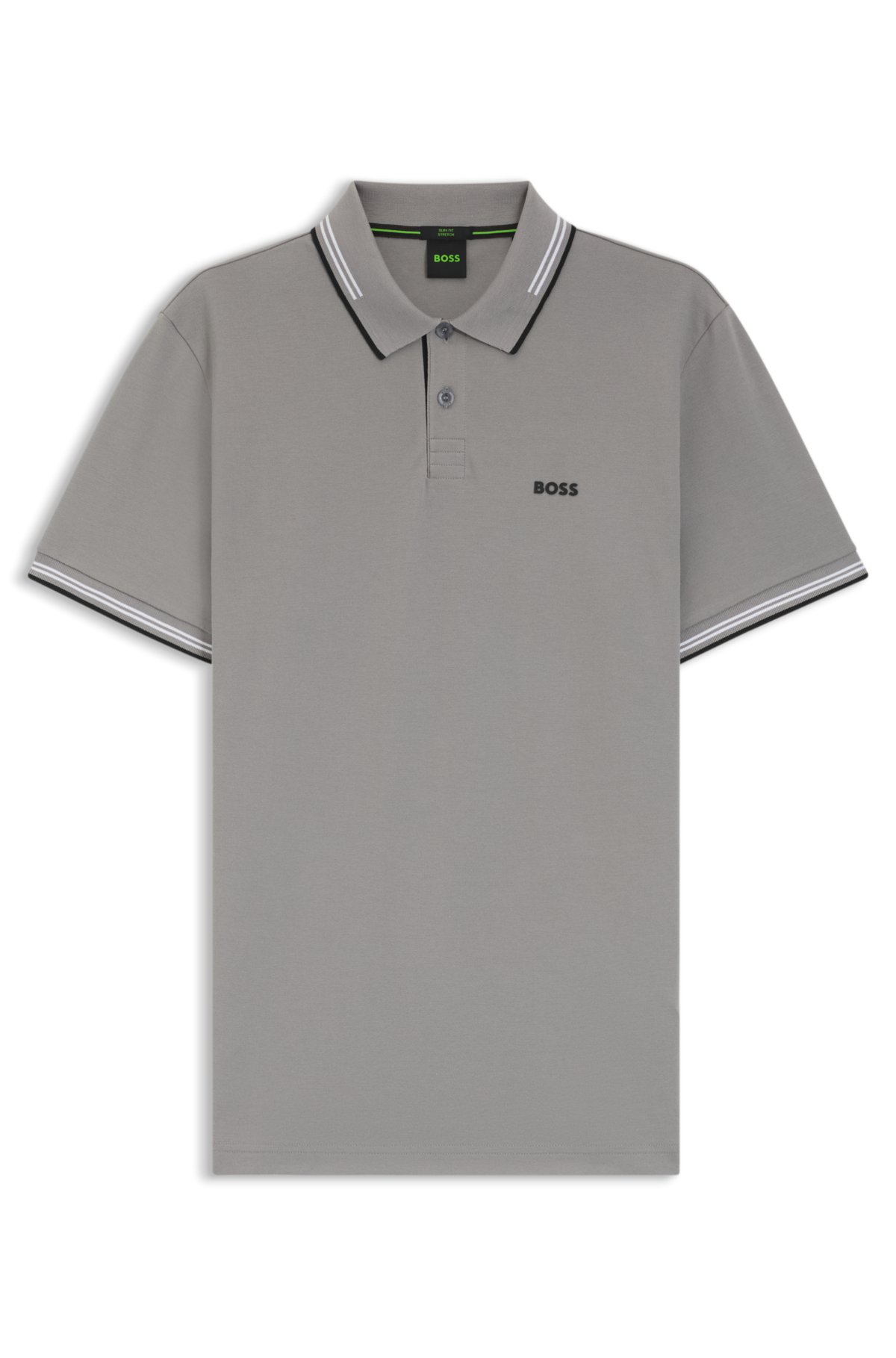 Stretch-cotton slim-fit polo shirt with branding and stripes