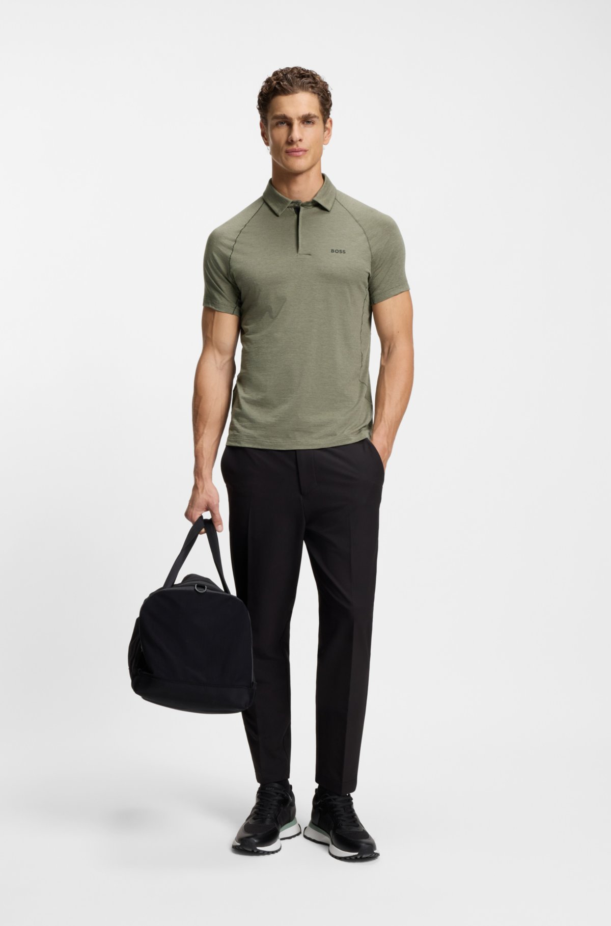 Slim-fit polo shirt with temperature-regulating performance