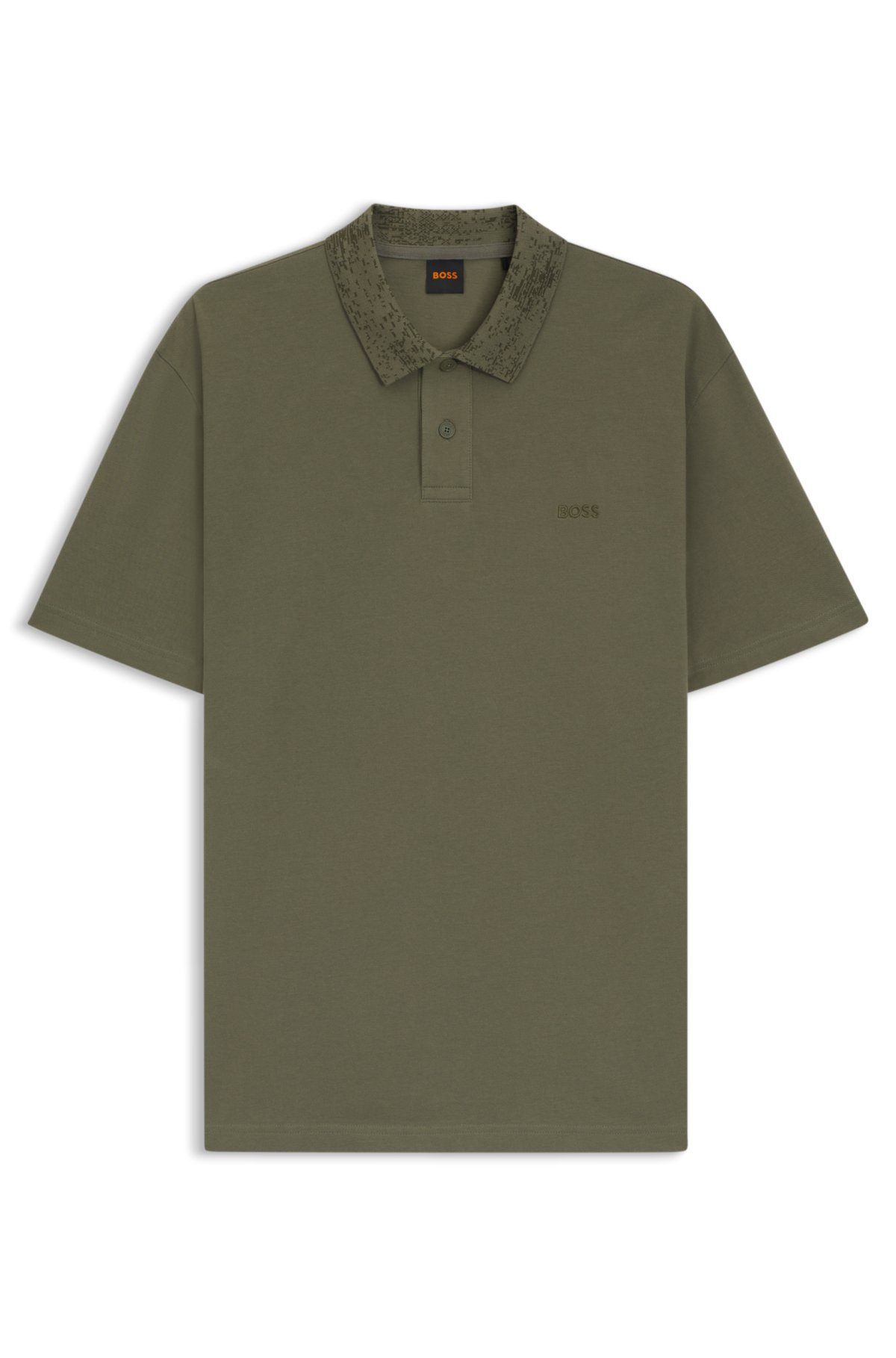 Patterned-collar polo shirt in cotton piqué