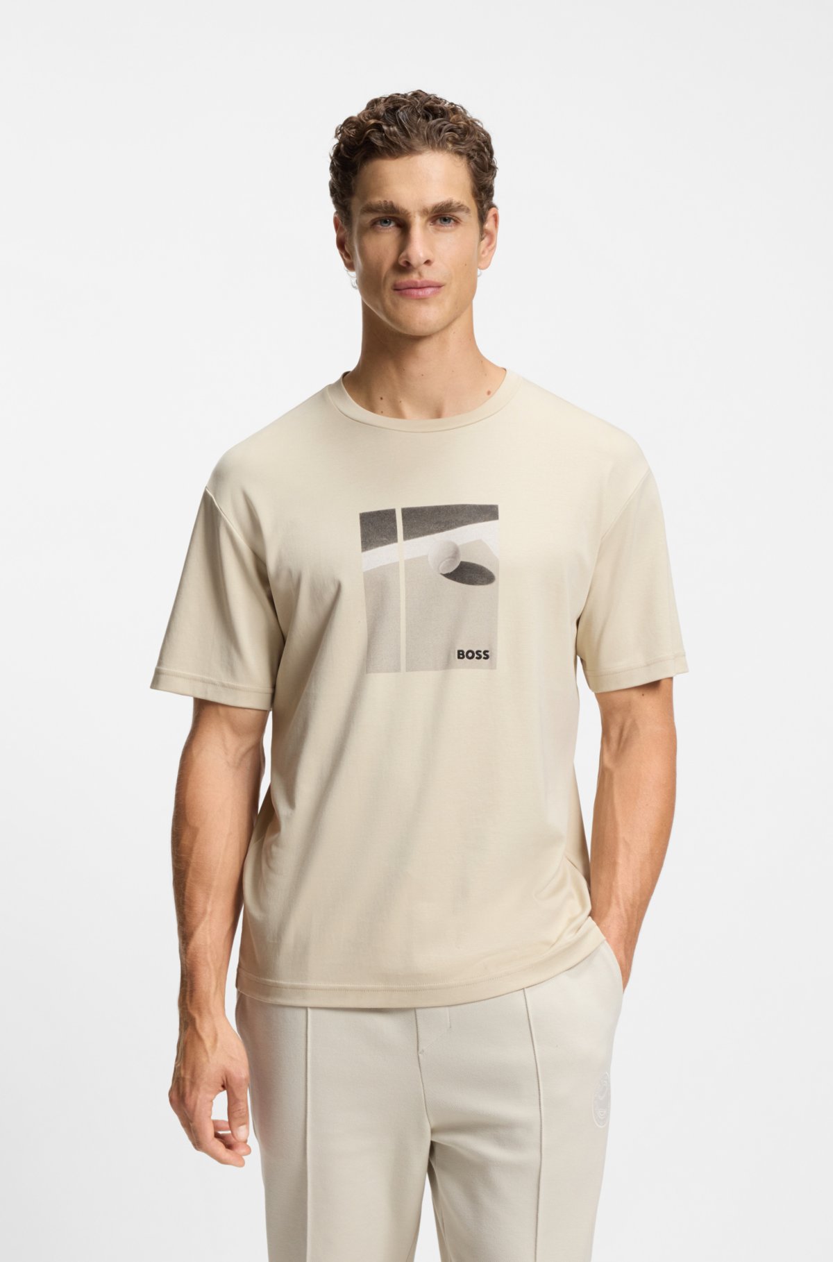 Tennis-artwork T-shirt in Pima cotton