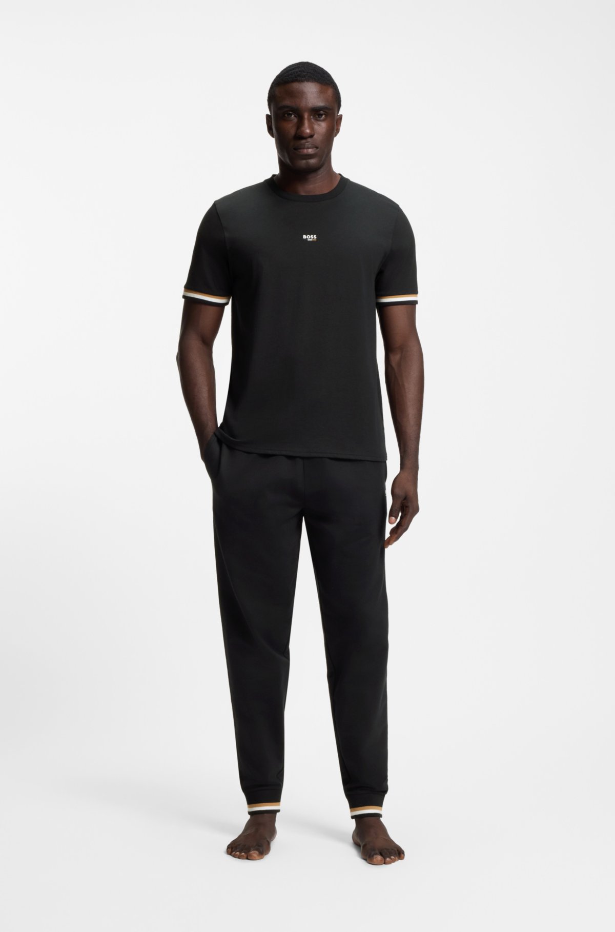 Cotton-blend T-shirt with logo and signature stripes