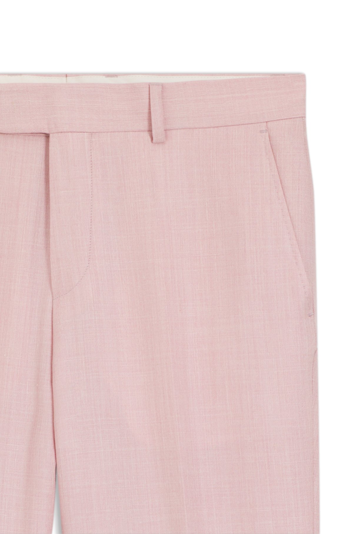 Slim-fit trousers in virgin wool, silk and linen
