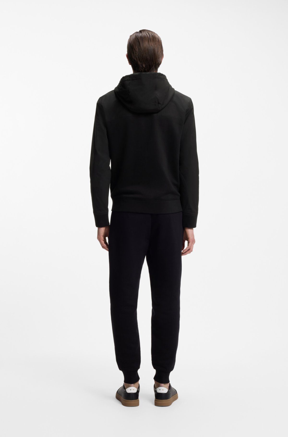 Cotton-terry zip-up hoodie with signature-stripe trims