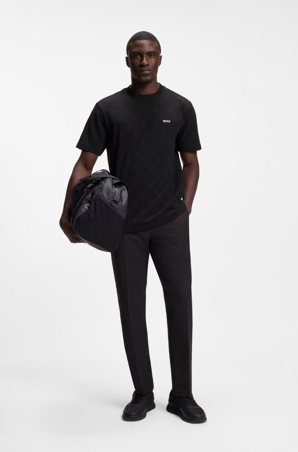 Cotton-blend T-shirt with tennis-ball jacquard