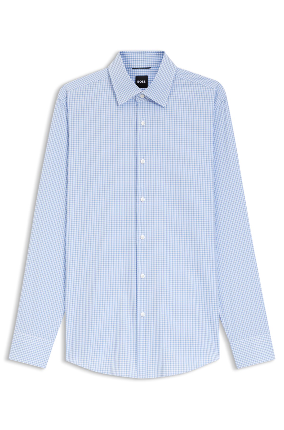 Checked slim-fit shirt in performance-stretch fabric
