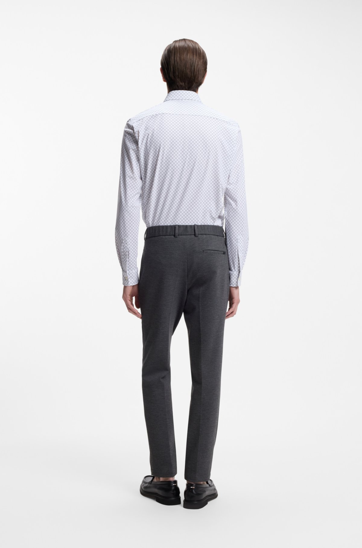 Printed slim-fit shirt in performance-stretch jersey