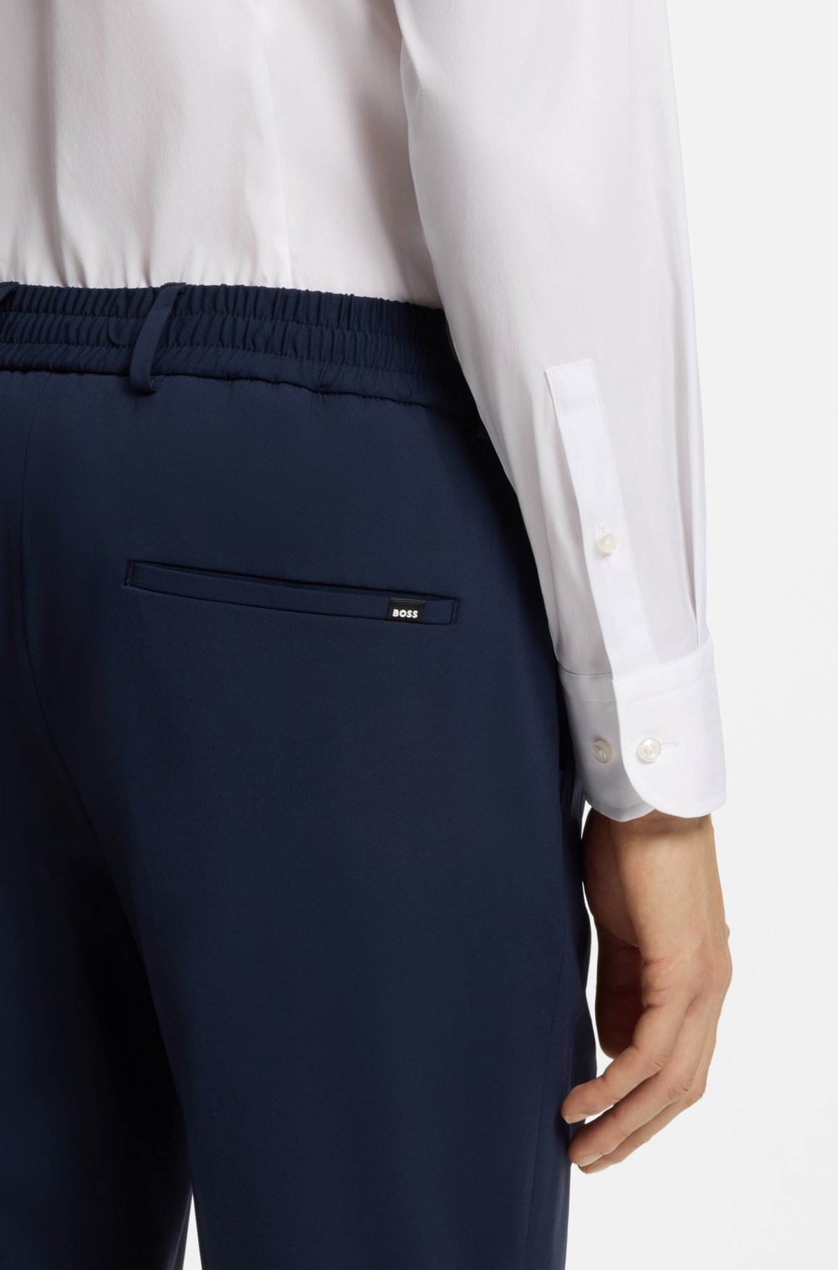Easy-iron slim-fit shirt in cotton-blend poplin