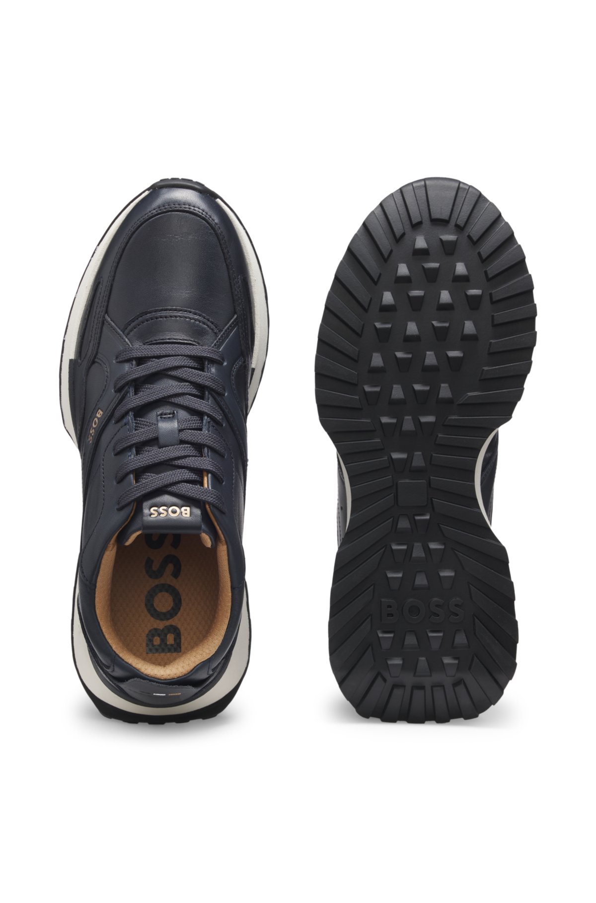 Trainers in burnished leather