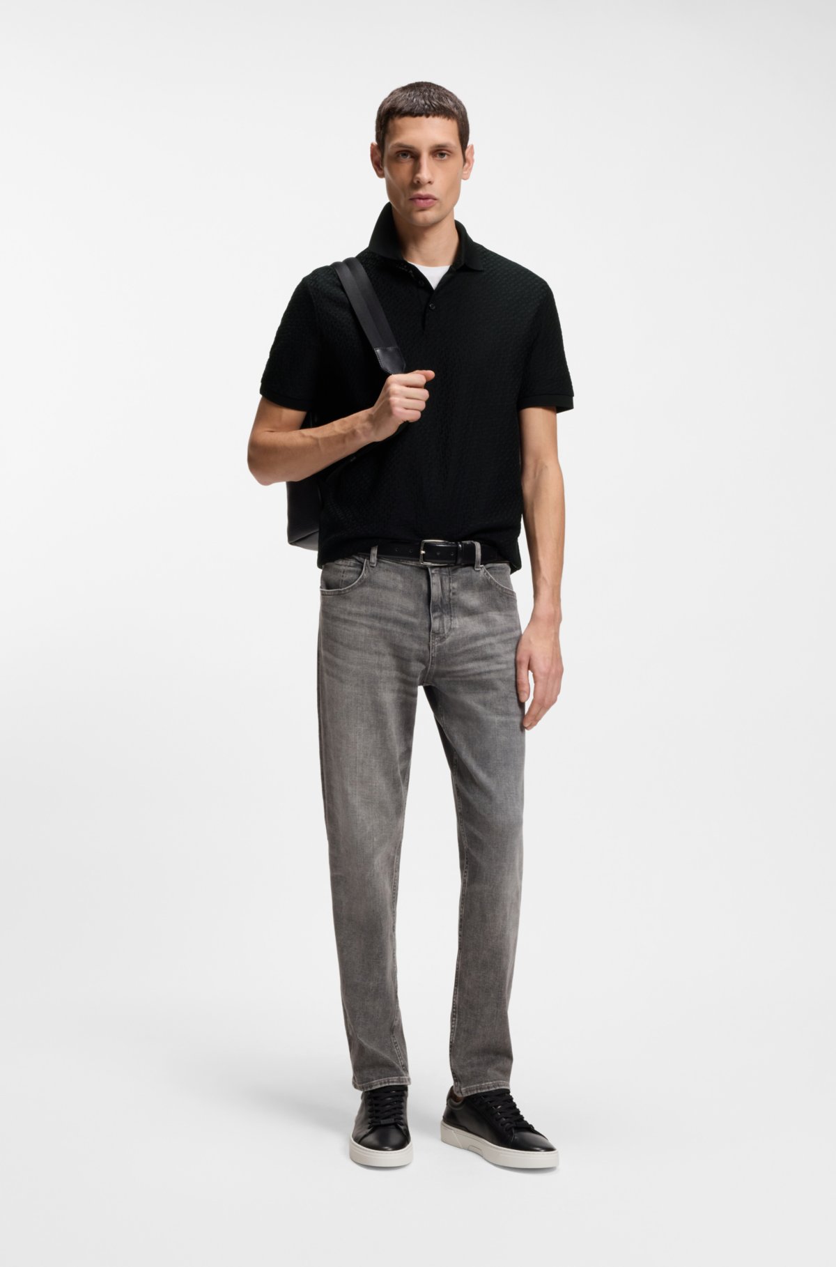 Monogram-jacquard polo shirt in cotton