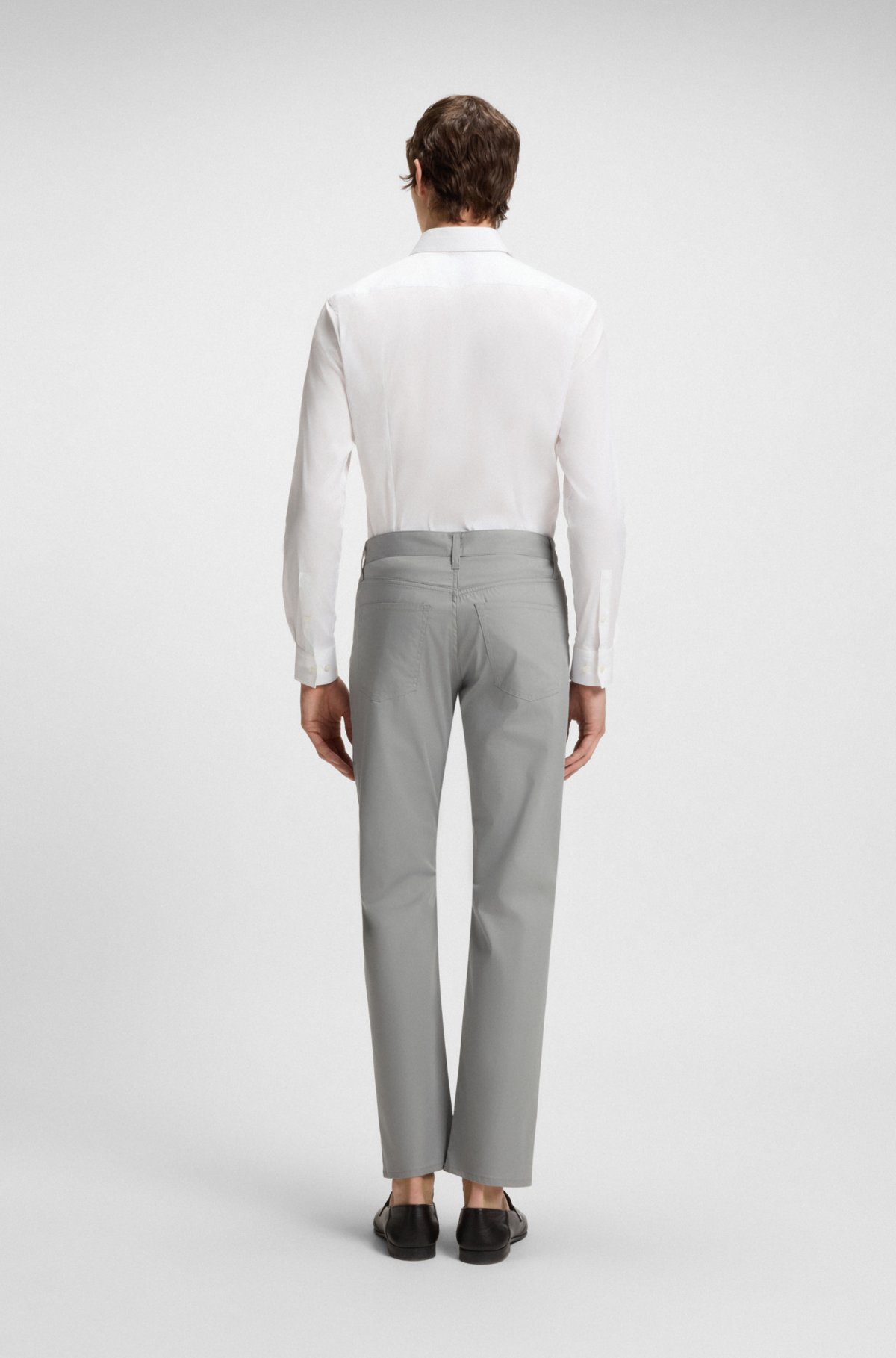 Slim-fit trousers in cotton, silk and stretch