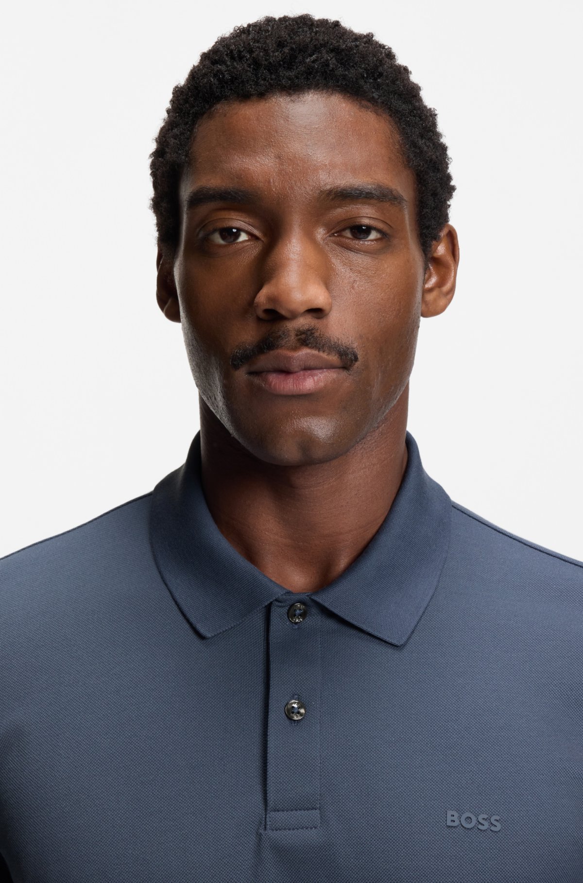 Rubberised-logo polo shirt in mercerised cotton