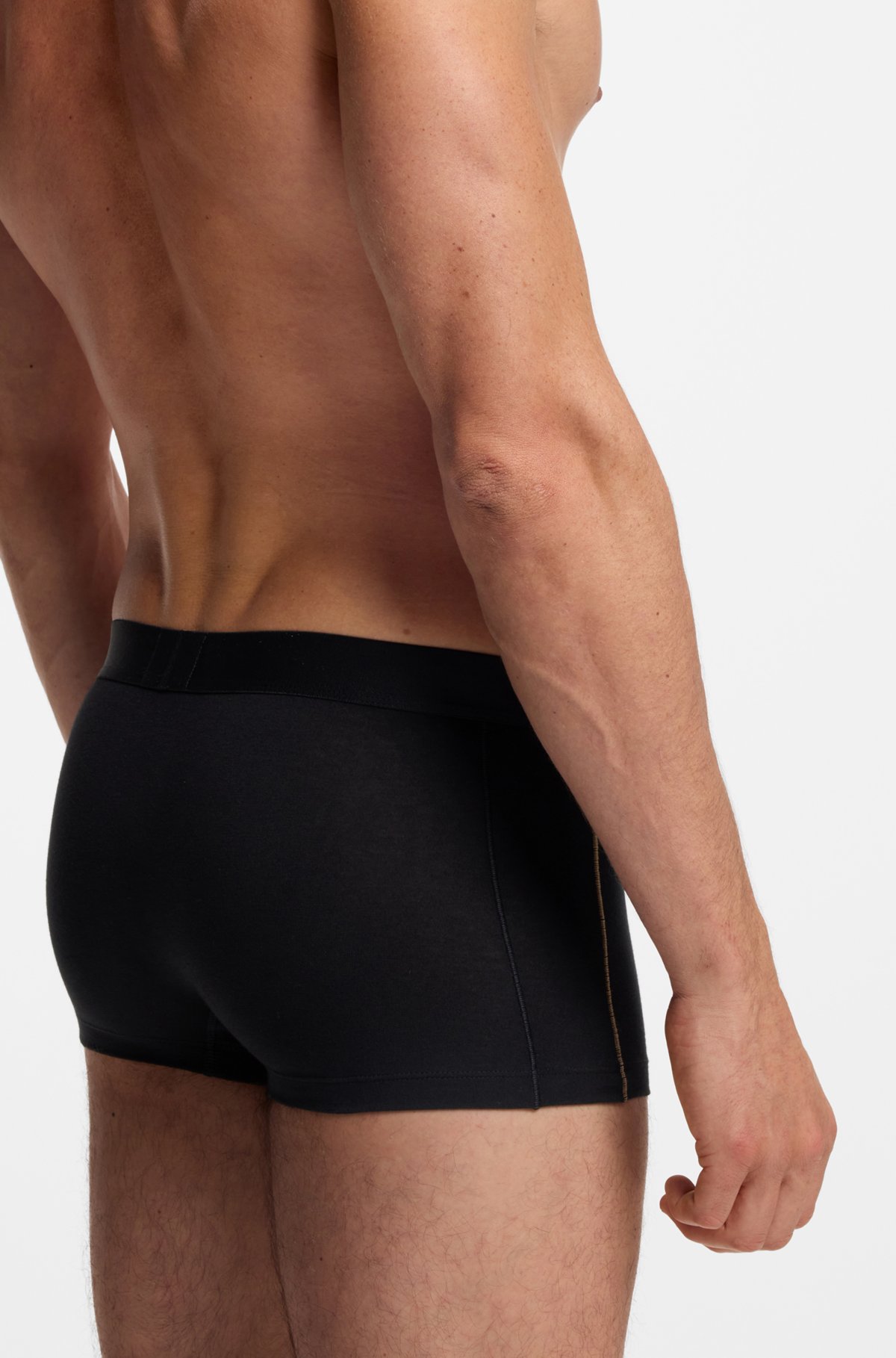Seam-stitching trunks in stretch cotton