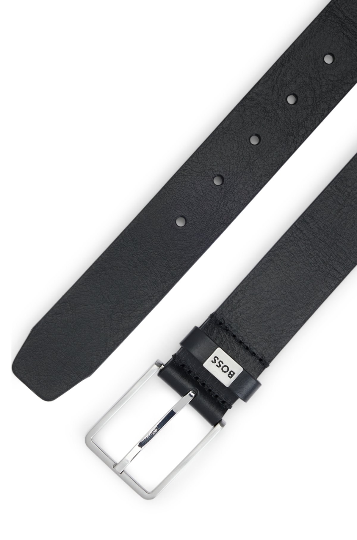 Logo-keeper belt in Italian leather