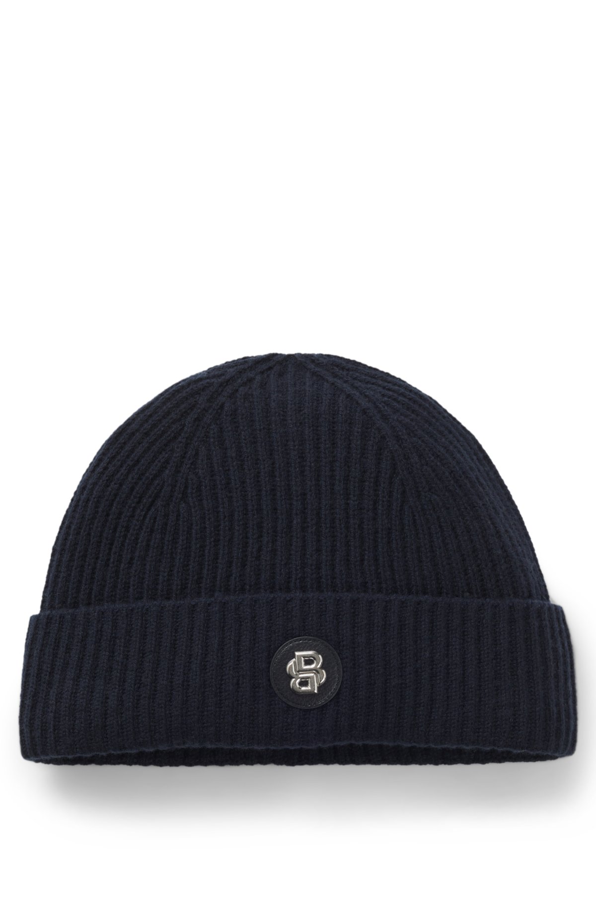 Wool-cashmere beanie hat with Double B monogram