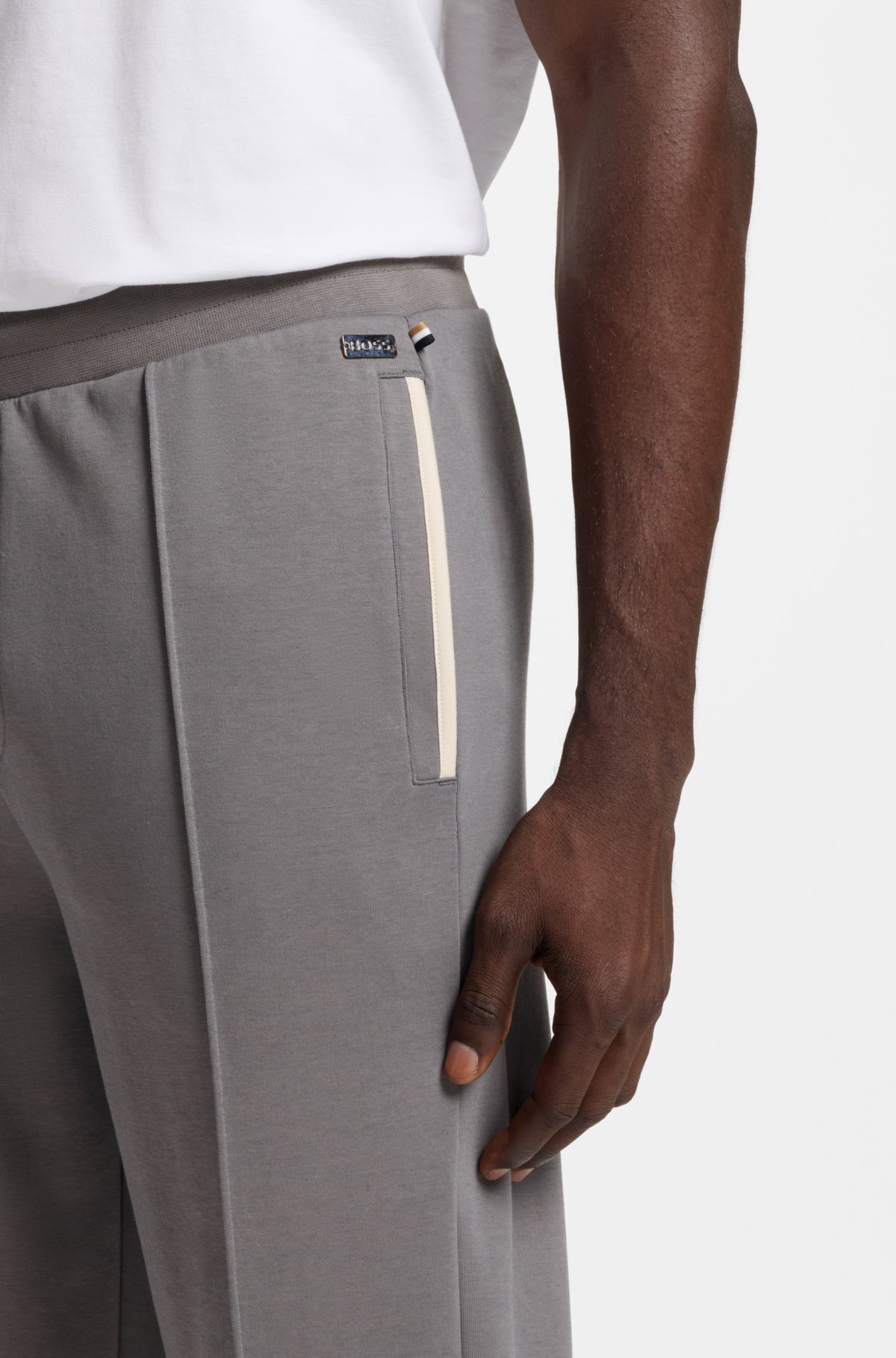Contrast-binding tracksuit bottoms in a cotton blend