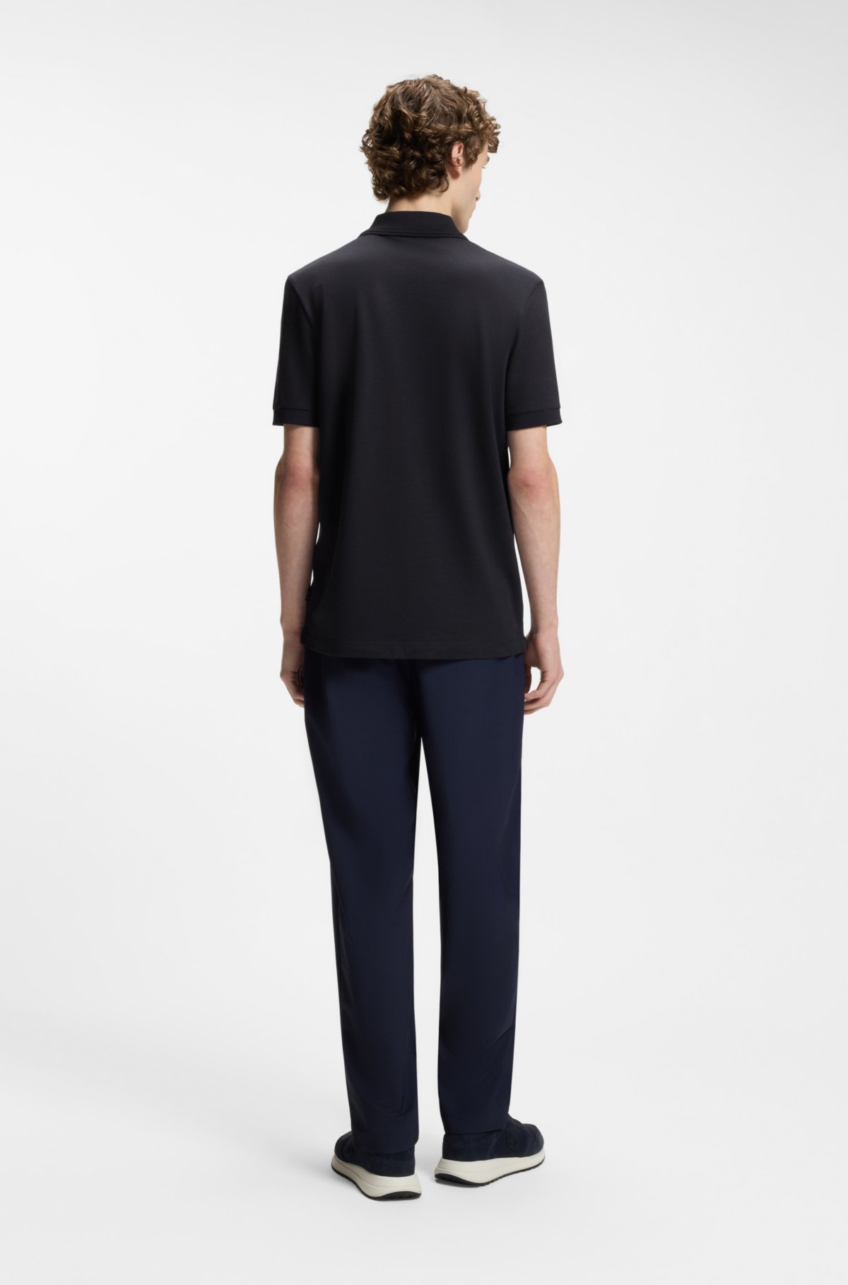 Zip-placket polo shirt in a cotton blend