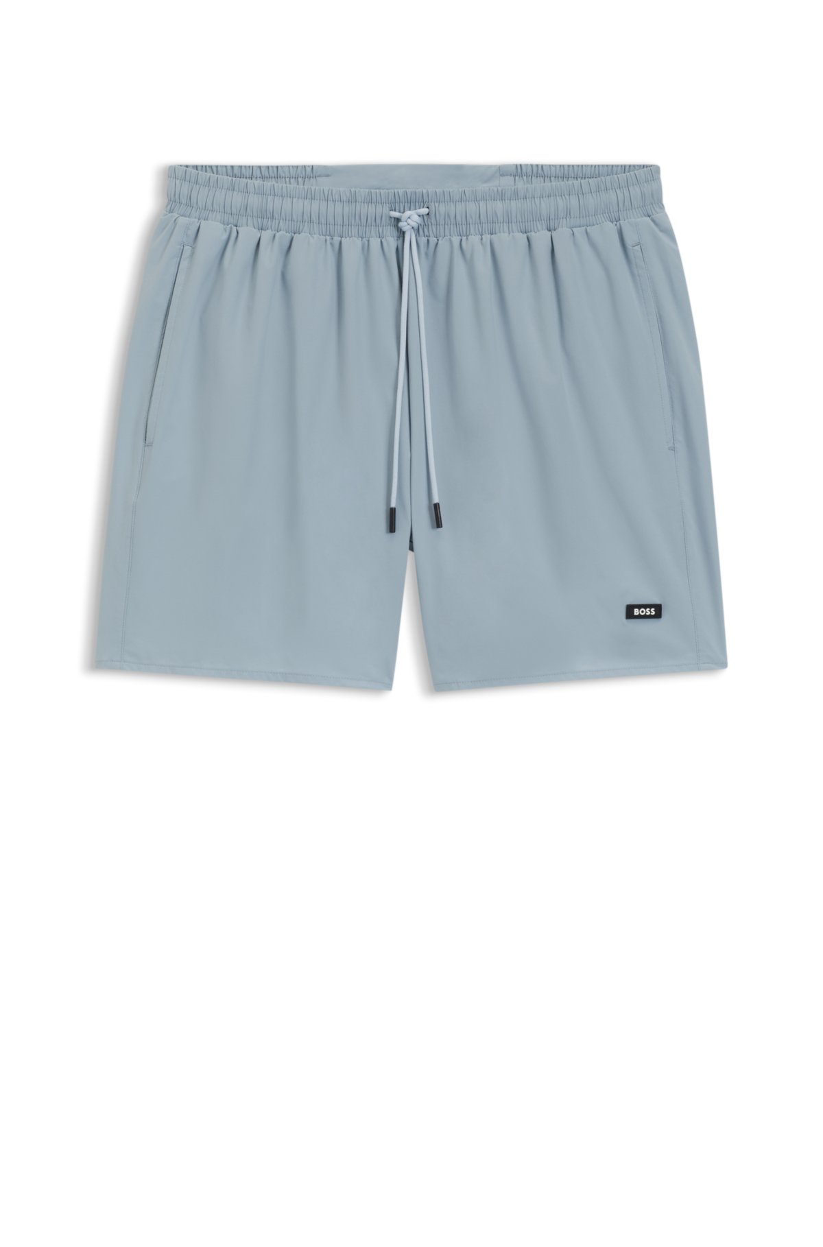 Swim shorts with rubber logo badge