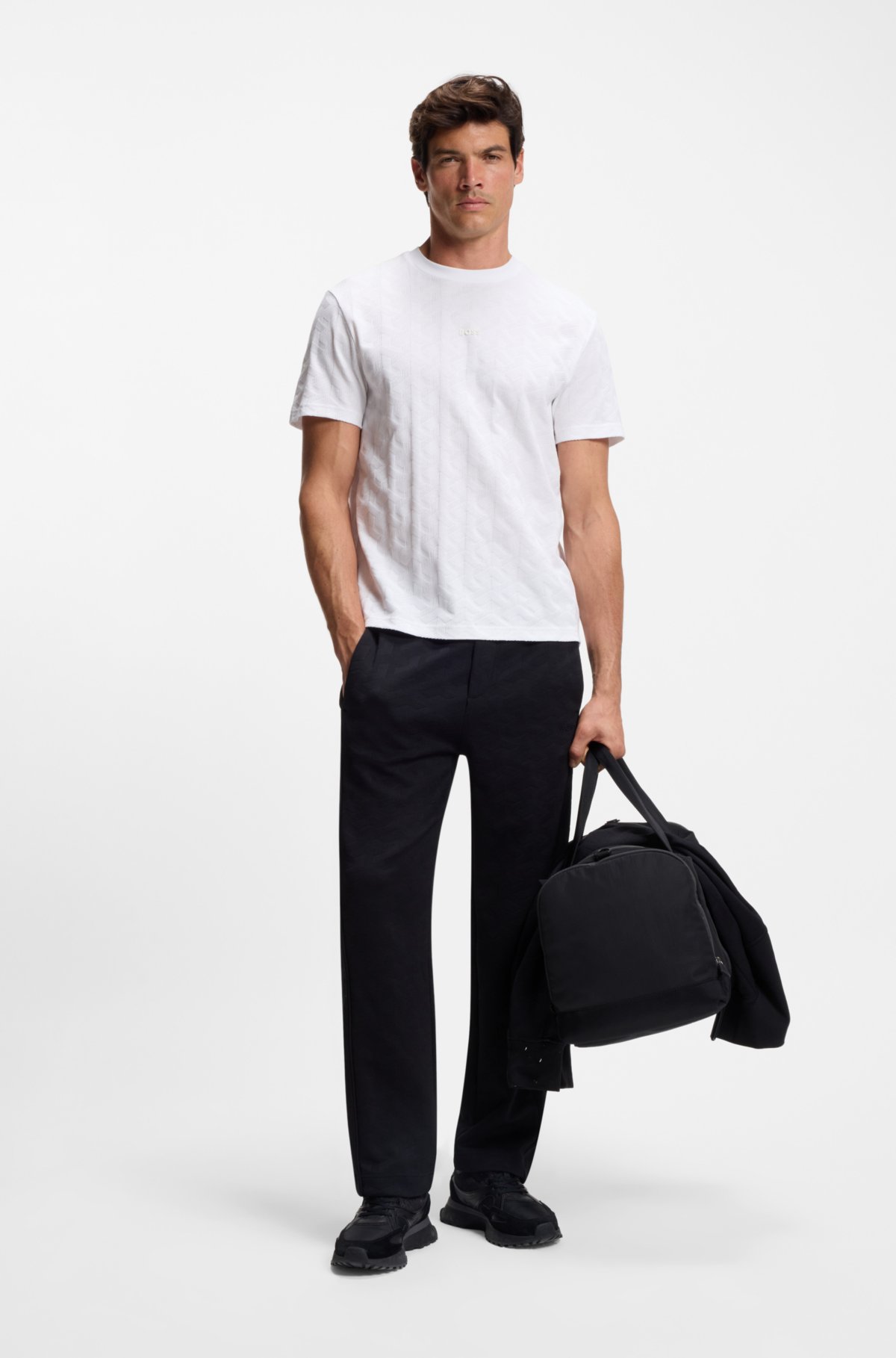 Jacquard-pattern T-shirt in cotton