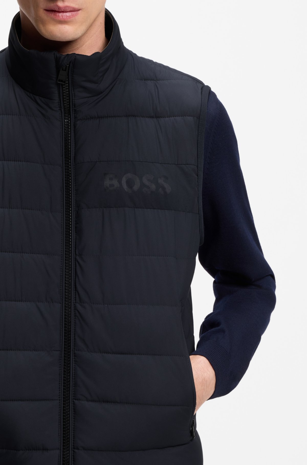 Tonal-logo gilet with water-repellent finish