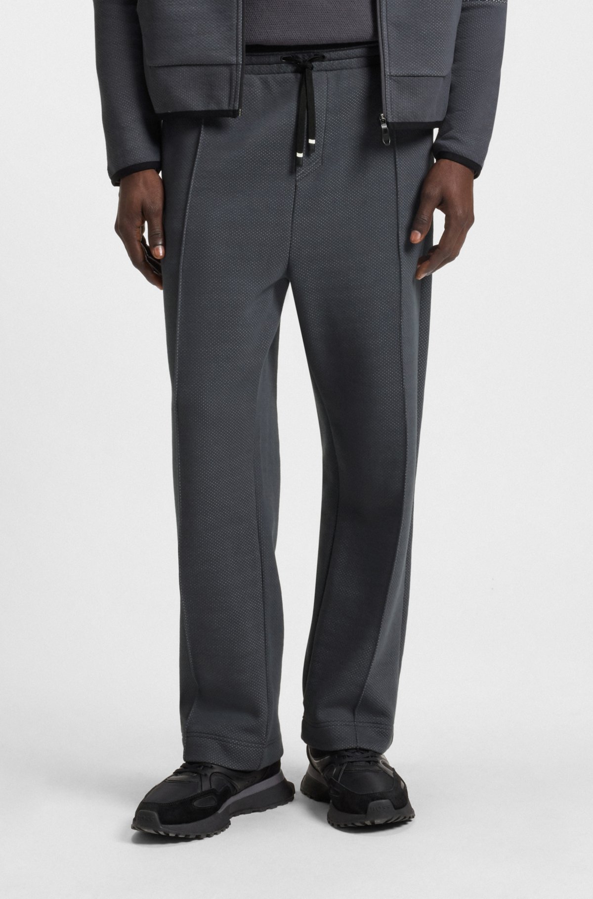 Quilted-jacquard tracksuit bottoms in a relaxed fit