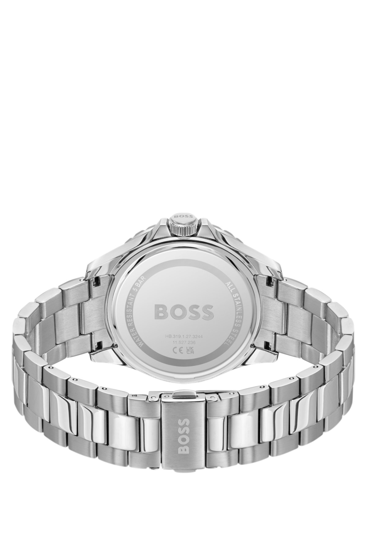 Steel-bracelet watch with black dial
