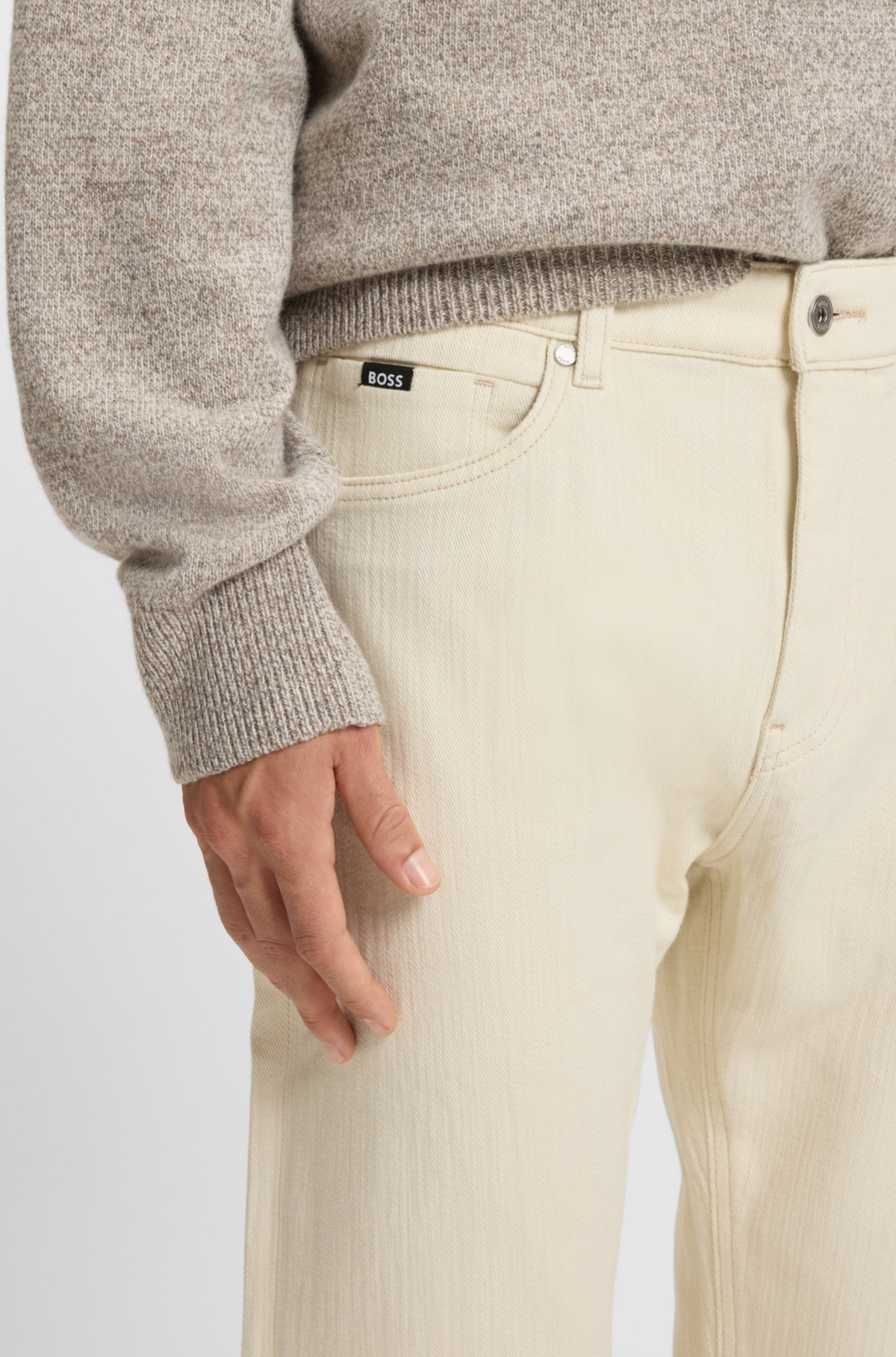 Coloured jeans in brushed Italian denim